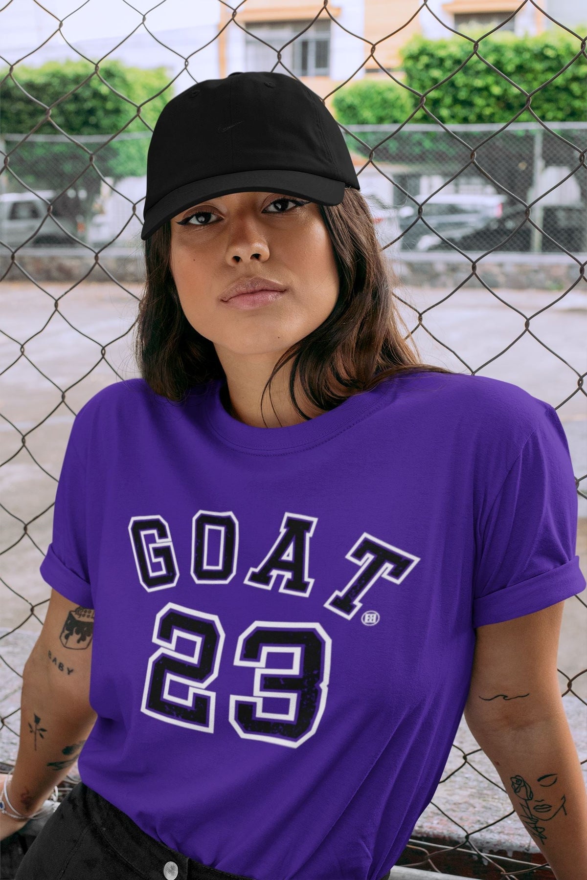 Jordan 13 Court Purple Sneaker Matching T-Shirt Goat 23 Sneaker Tees Jordan 13 Court Purple Sneaker Release Tees Crew Neck Tees