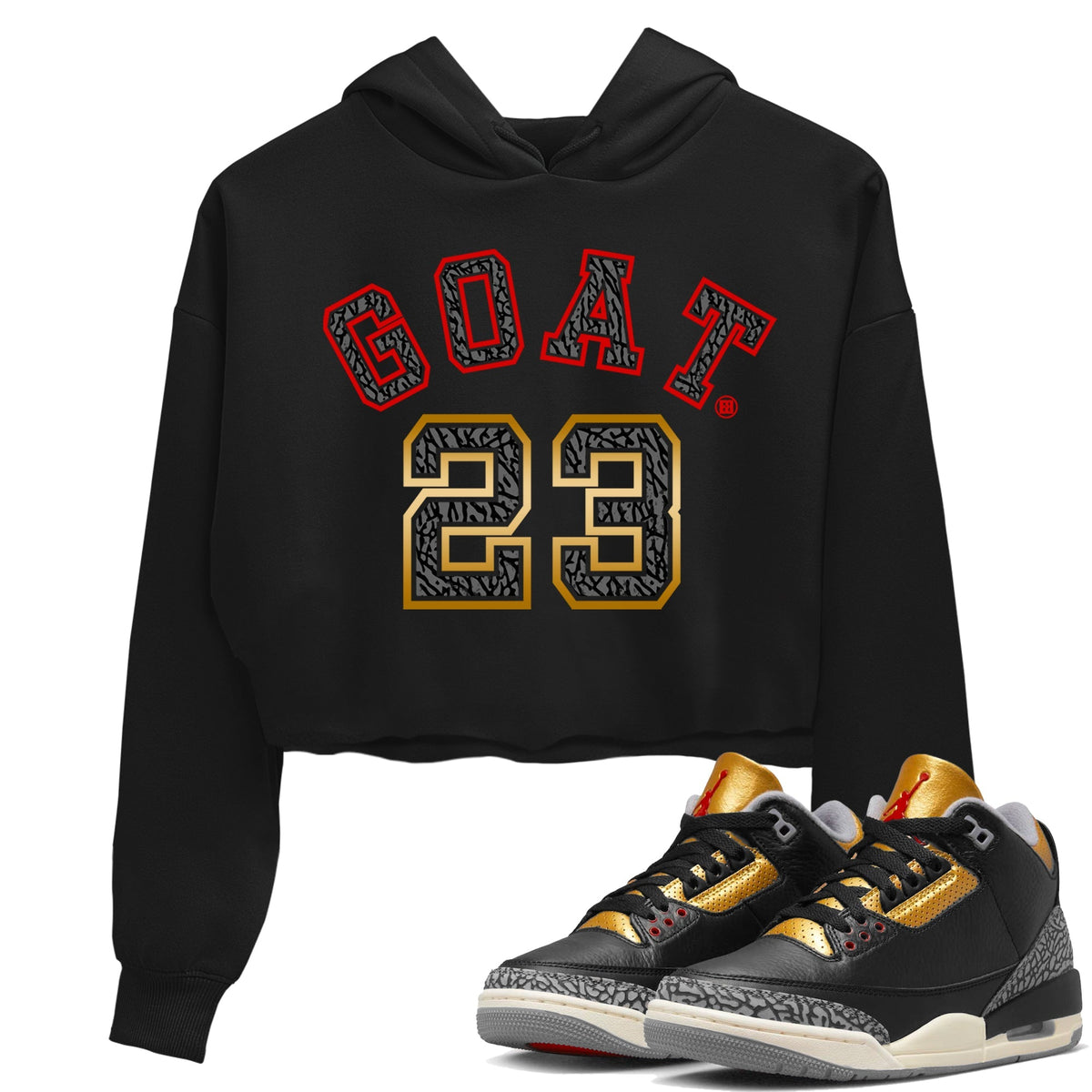 Jordan 3 Black Gold Sneaker Matching T-Shirt Goat 23 Sneaker Tees Jordan 3 Black Gold Sneaker Release Tees Women's Shirts