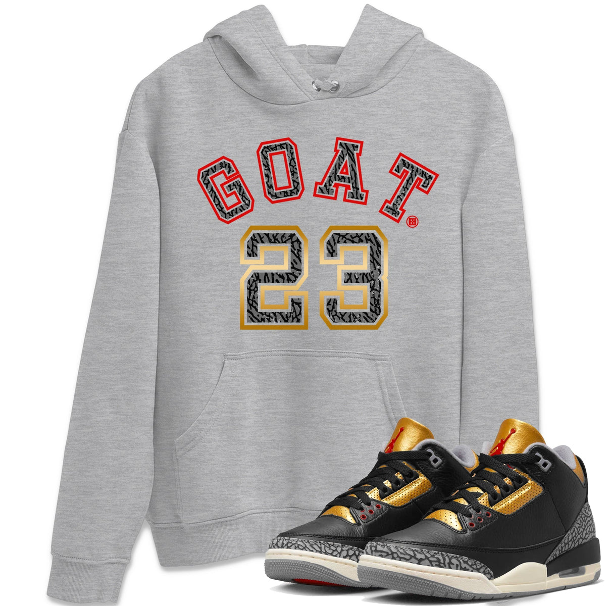 Jordan 3 Black Gold Sneaker Matching T-Shirt Goat 23 Sneaker Tees Jordan 3 Black Gold Sneaker Release Tees Crew Neck Tees