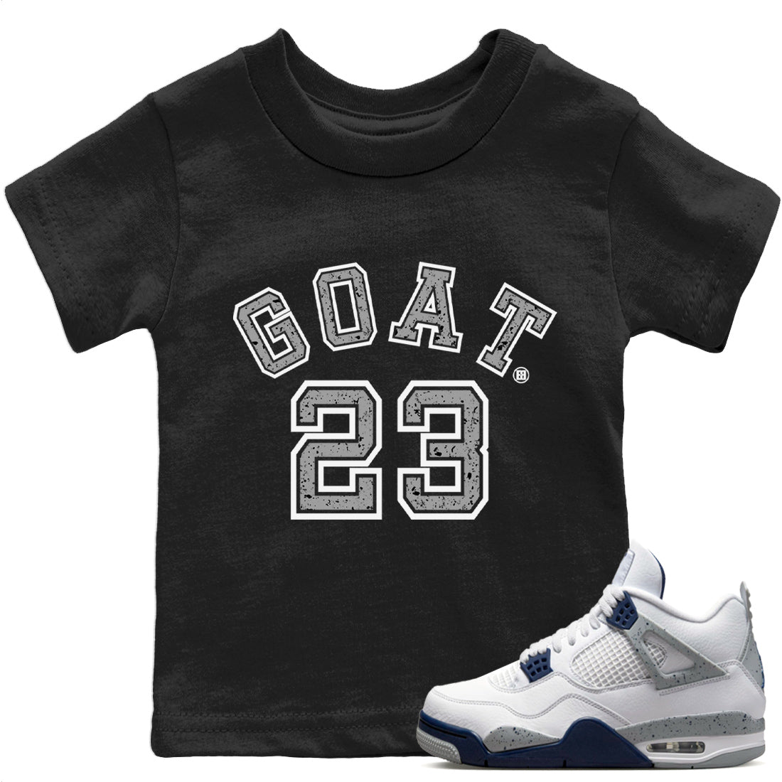 Jordan 4 Midnight Navy Sneaker Matching T-Shirt Goat 23 Sneaker Tees Jordan 4 Midnight Navy Sneaker Release Tees Kids Shirts