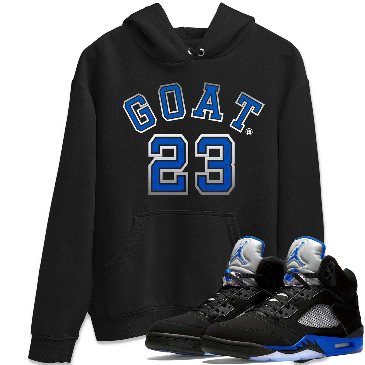 Jordan 5 Racer Blue Sneaker Matching T-Shirt Goat 23 Sneaker Tees Jordan 5 Racer Blue Sneaker Release Tees Crew Neck Tees