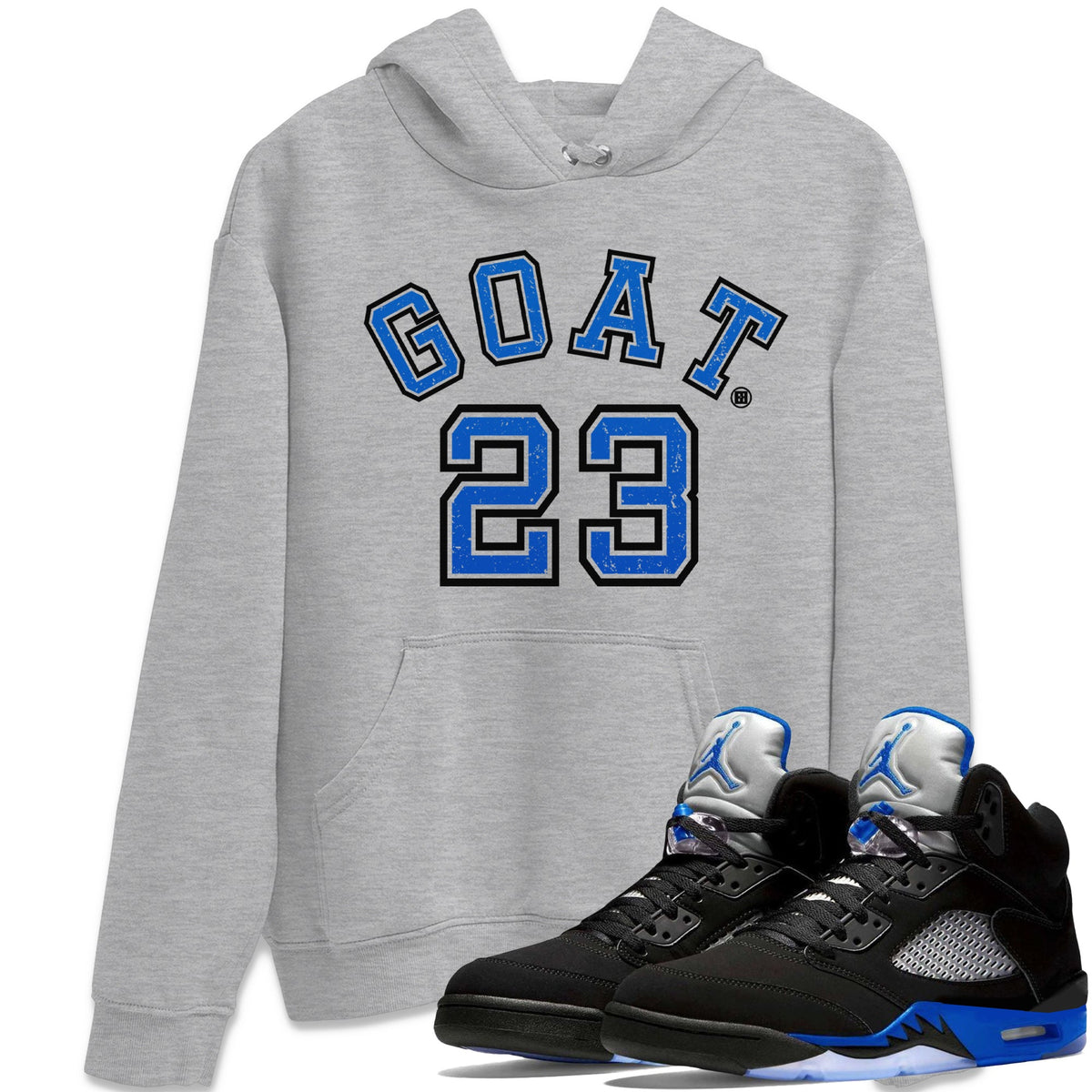 Jordan 5 Racer Blue Sneaker Matching T-Shirt Goat 23 Sneaker Tees Jordan 5 Racer Blue Sneaker Release Tees Crew Neck Tees