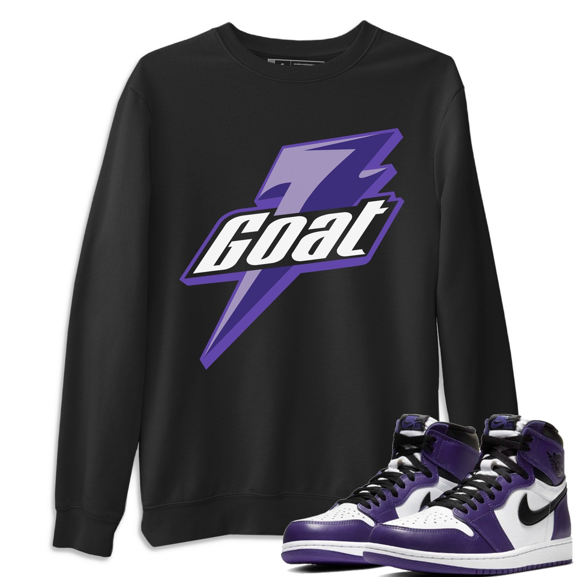 Jordan 1 Court Purple Sneaker Matching T-Shirt Goat Sneaker Tees Jordan 1 Court Purple Sneaker Release Tees Crew Neck Tees
