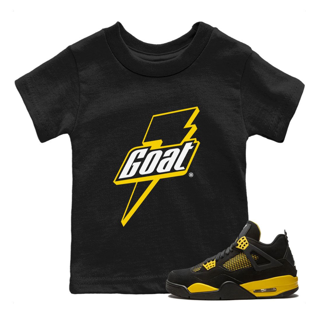 Air Jordan 4 Thunder Sneaker Match Tees Goat Streetwear Sneaker Shirt Air Jordan 4 Retro Thunder Tee Kids Shirts Black 1