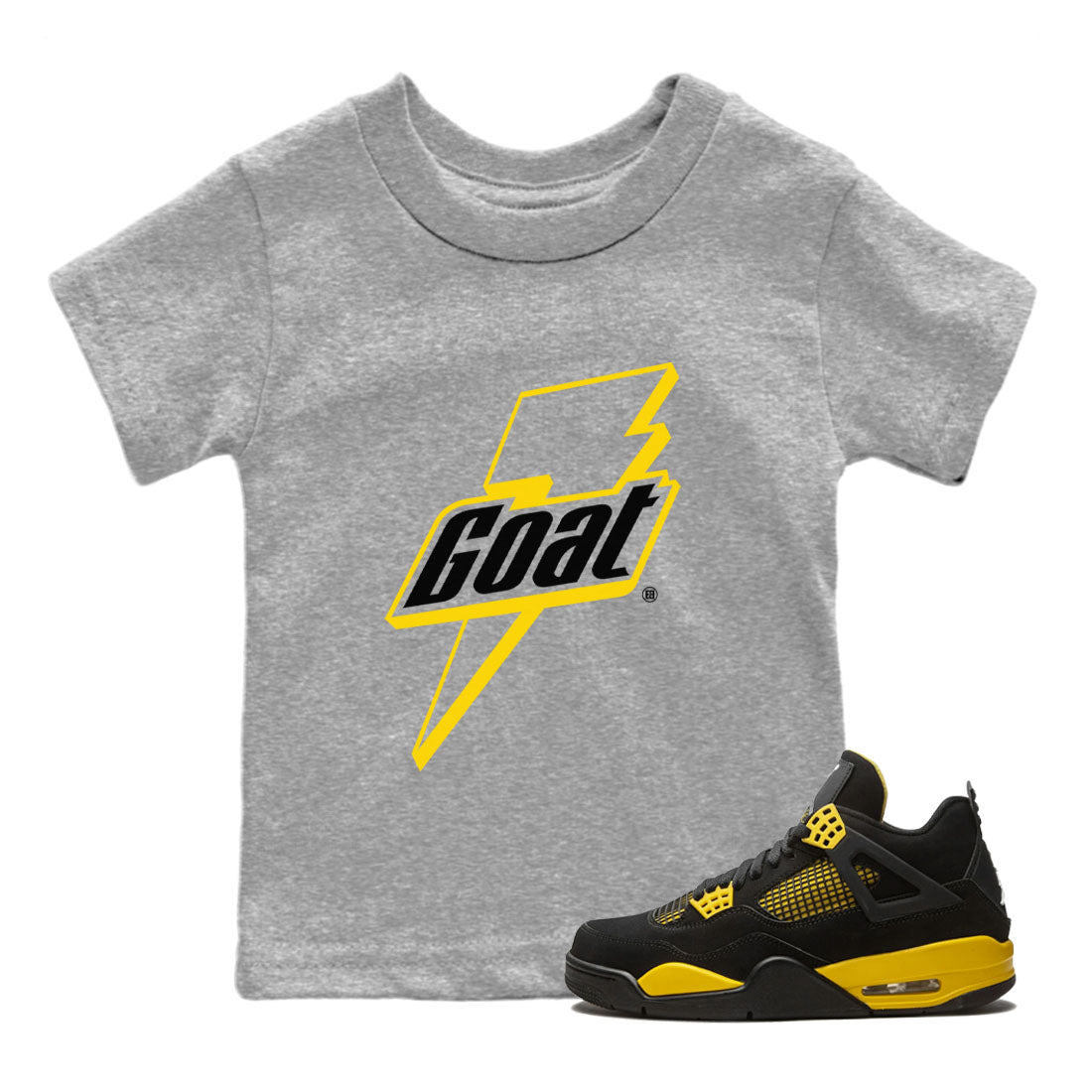 Air Jordan 4 Thunder Sneaker Match Tees Goat Streetwear Sneaker Shirt Air Jordan 4 Retro Thunder Tee Kids Shirts Heather Grey 1