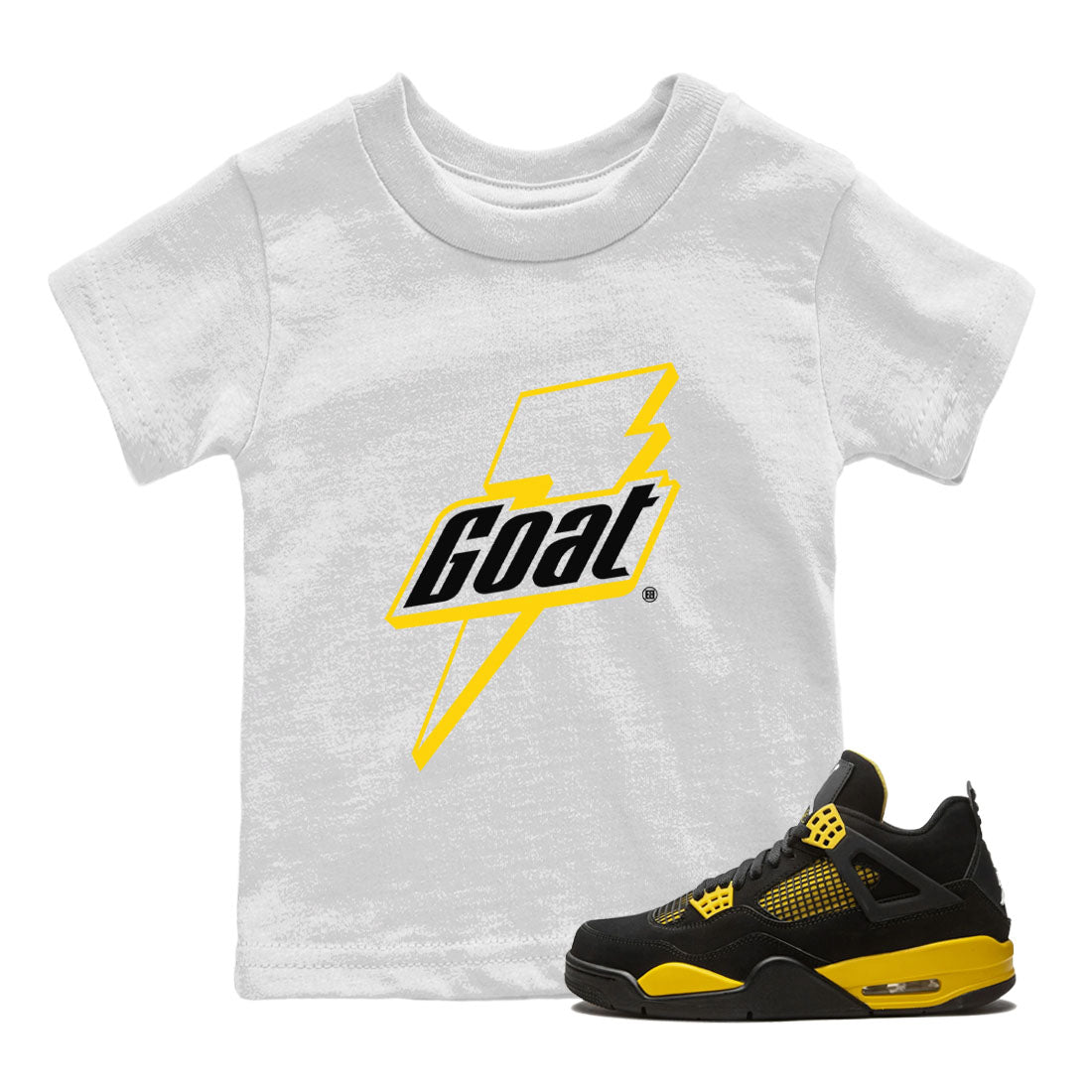 Air Jordan 4 Thunder Sneaker Match Tees Goat Streetwear Sneaker Shirt Air Jordan 4 Retro Thunder Tee Kids Shirts White 1