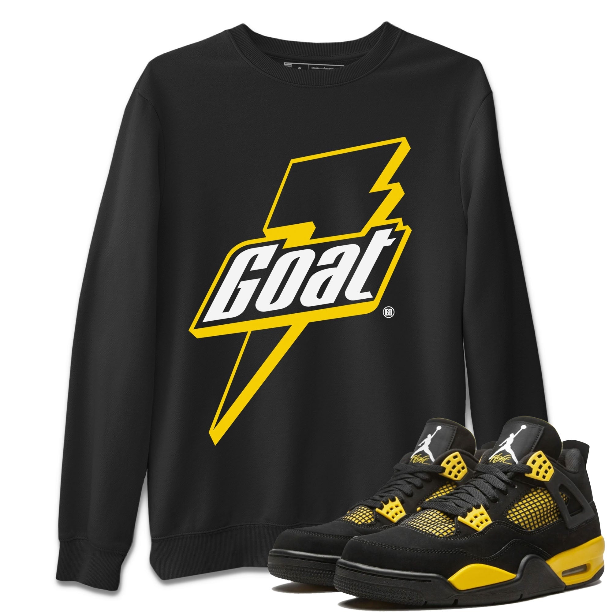 Air Jordan 4 Thunder Sneaker Match Tees Goat Streetwear Sneaker Shirt Air Jordan 4 Retro Thunder Tee Unisex Shirts Black 1