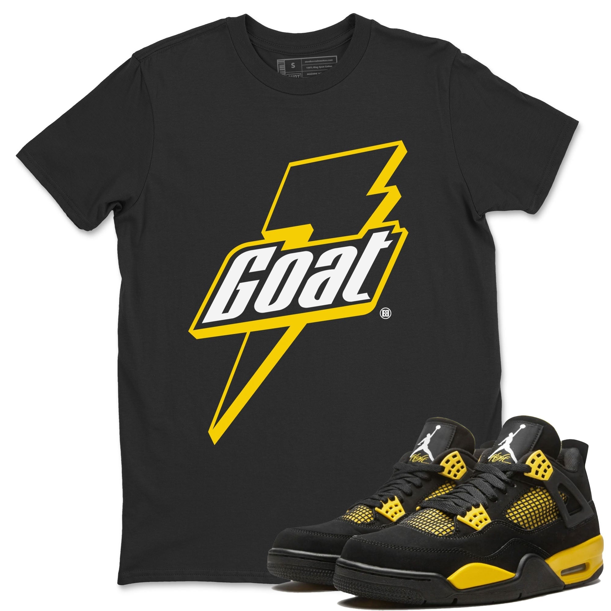 Air Jordan 4 Thunder Sneaker Match Tees Goat Streetwear Sneaker Shirt Air Jordan 4 Retro Thunder Tee Unisex Shirts Black 1