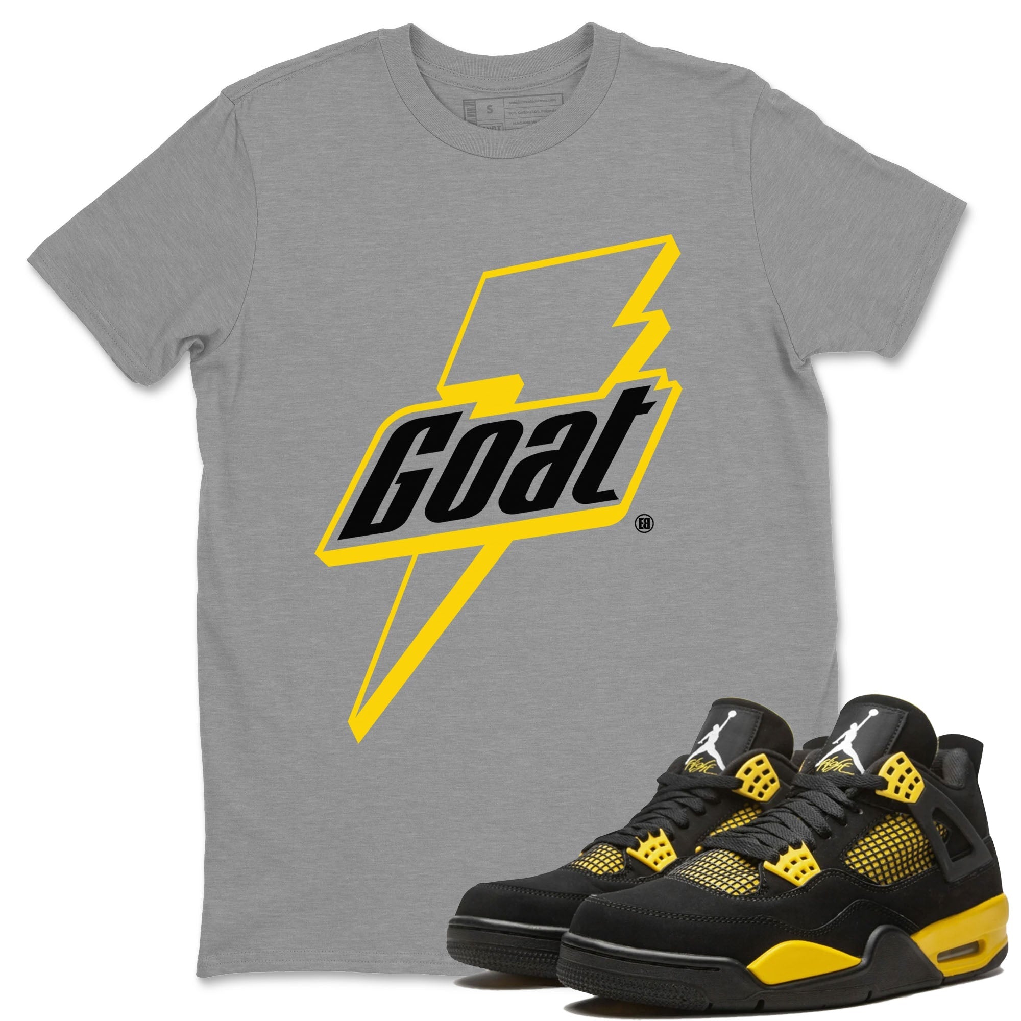 Air Jordan 4 Thunder Sneaker Match Tees Goat Streetwear Sneaker Shirt Air Jordan 4 Retro Thunder Tee Unisex Shirts Heather Grey 1