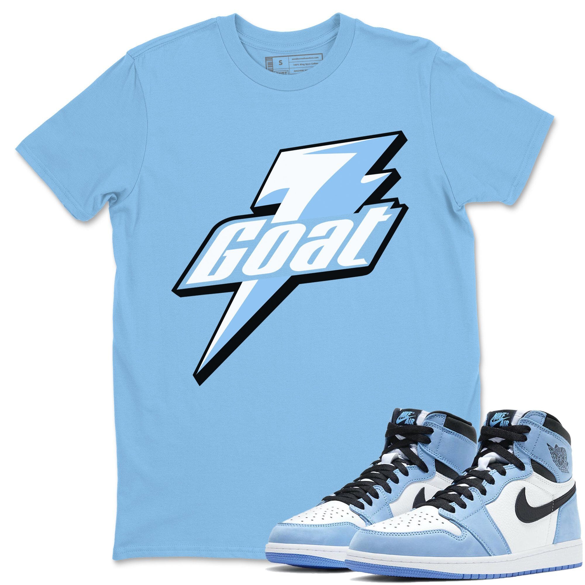Jordan 1 University Blue Shirt To Match Jordans Goat Sneaker Tees Jordan 1 University Blue Drip Gear Zone Sneaker Matching Clothing Unisex Shirts