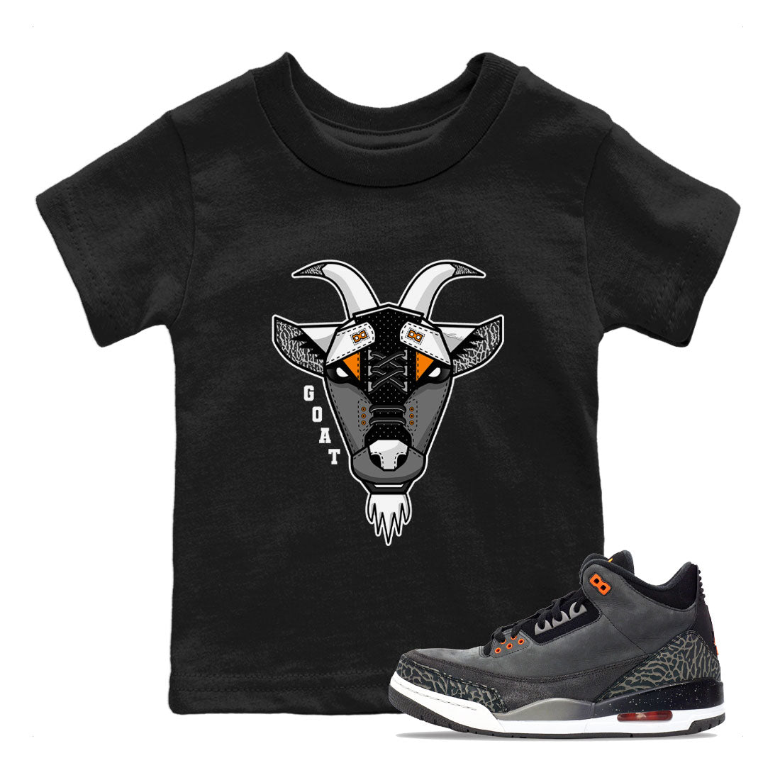 Air Jordan 3 Retro Fear shirt to match jordans Goat Face sneaker tees Air Jordan 3 Fear Drip Gear Zone Sneaker Matching Clothing Brand Baby Toddler Black 1 T-Shirt