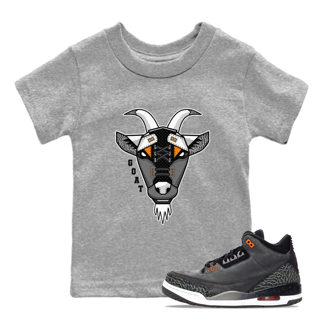 Air Jordan 3 Retro Fear shirt to match jordans Goat Face sneaker tees Air Jordan 3 Fear Drip Gear Zone Sneaker Matching Clothing Brand Baby Toddler Heather Grey 1 T-Shirt