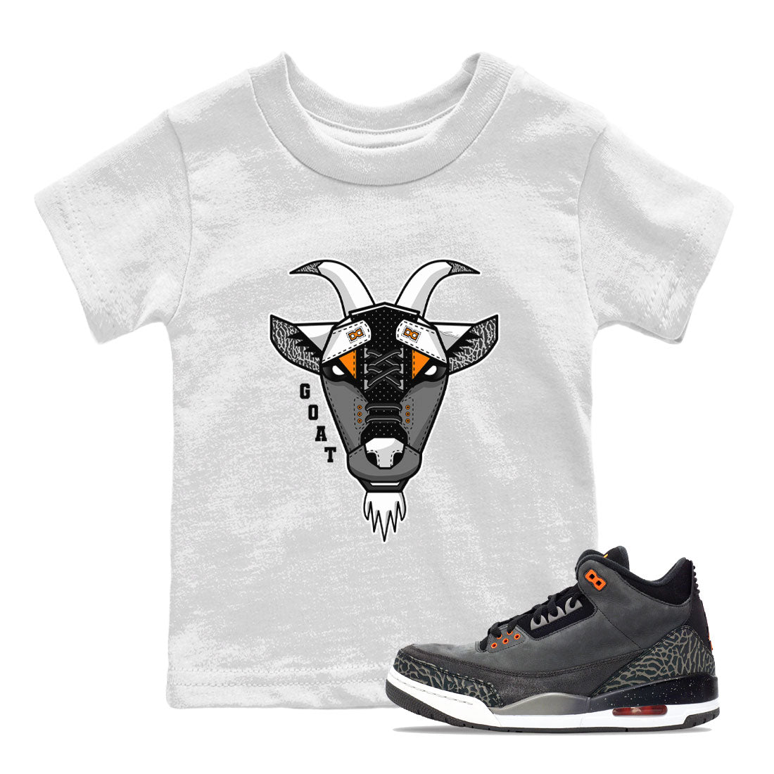 Air Jordan 3 Retro Fear shirt to match jordans Goat Face sneaker tees Air Jordan 3 Fear Drip Gear Zone Sneaker Matching Clothing Brand Baby Toddler White 1 T-Shirt