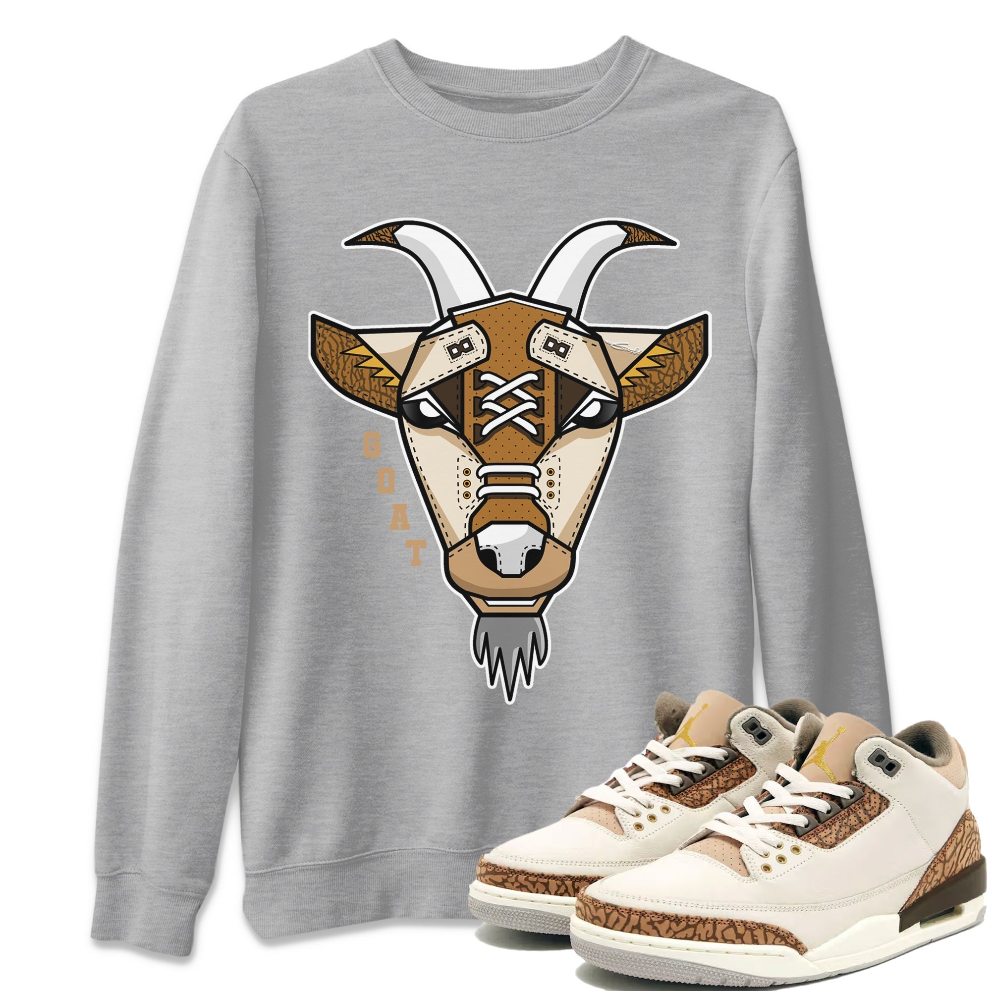Air Jordan 3 Palomino Sneaker Match Tees Goat Face Sneaker T-Shirts Jordan 3 Palomino Sneaker Release Tees Unisex Shirts Heather Grey 1