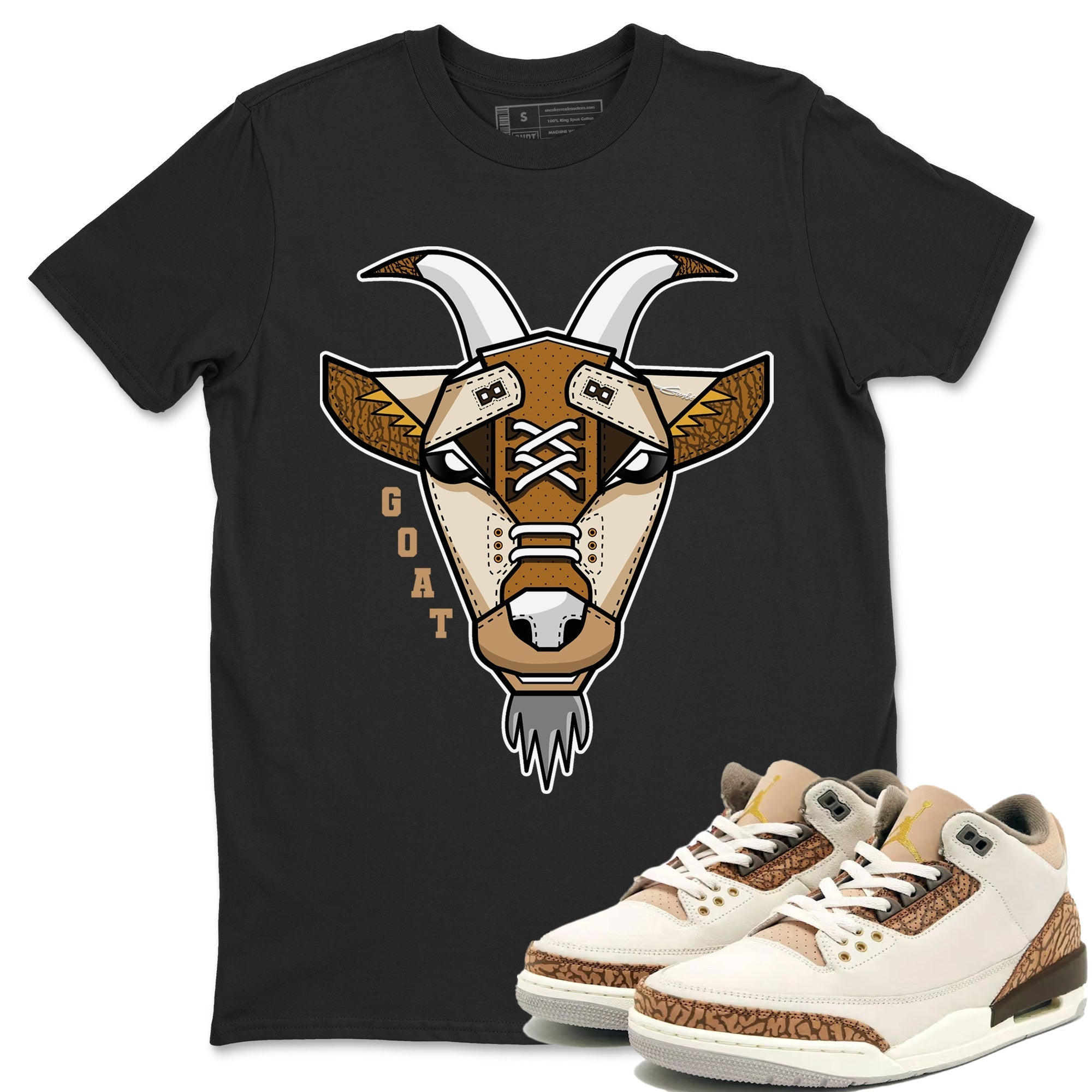 Air Jordan 3 Palomino Sneaker Match Tees Goat Face Sneaker T-Shirts Jordan 3 Palomino Sneaker Release Tees Unisex Shirts Black 1