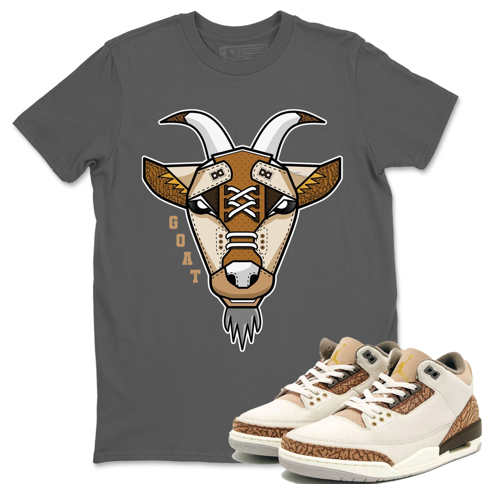 Air Jordan 3 Palomino Sneaker Match Tees Goat Face Sneaker T-Shirts Jordan 3 Palomino Sneaker Release Tees Unisex Shirts Cool Grey 1
