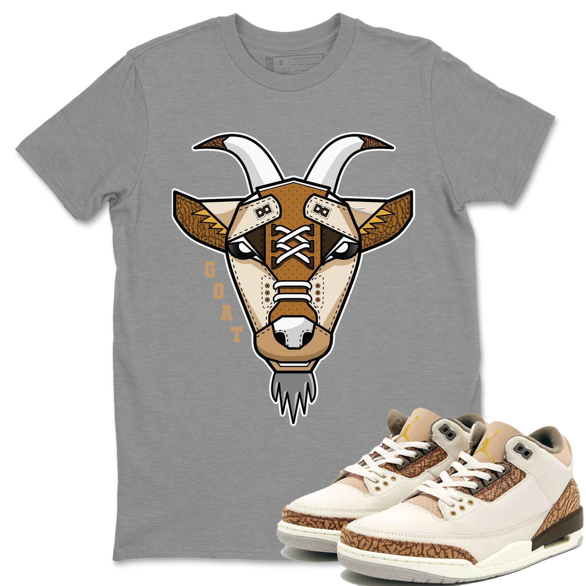 Air Jordan 3 Palomino Sneaker Match Tees Goat Face Sneaker T-Shirts Jordan 3 Palomino Sneaker Release Tees Unisex Shirts Heather Grey 1