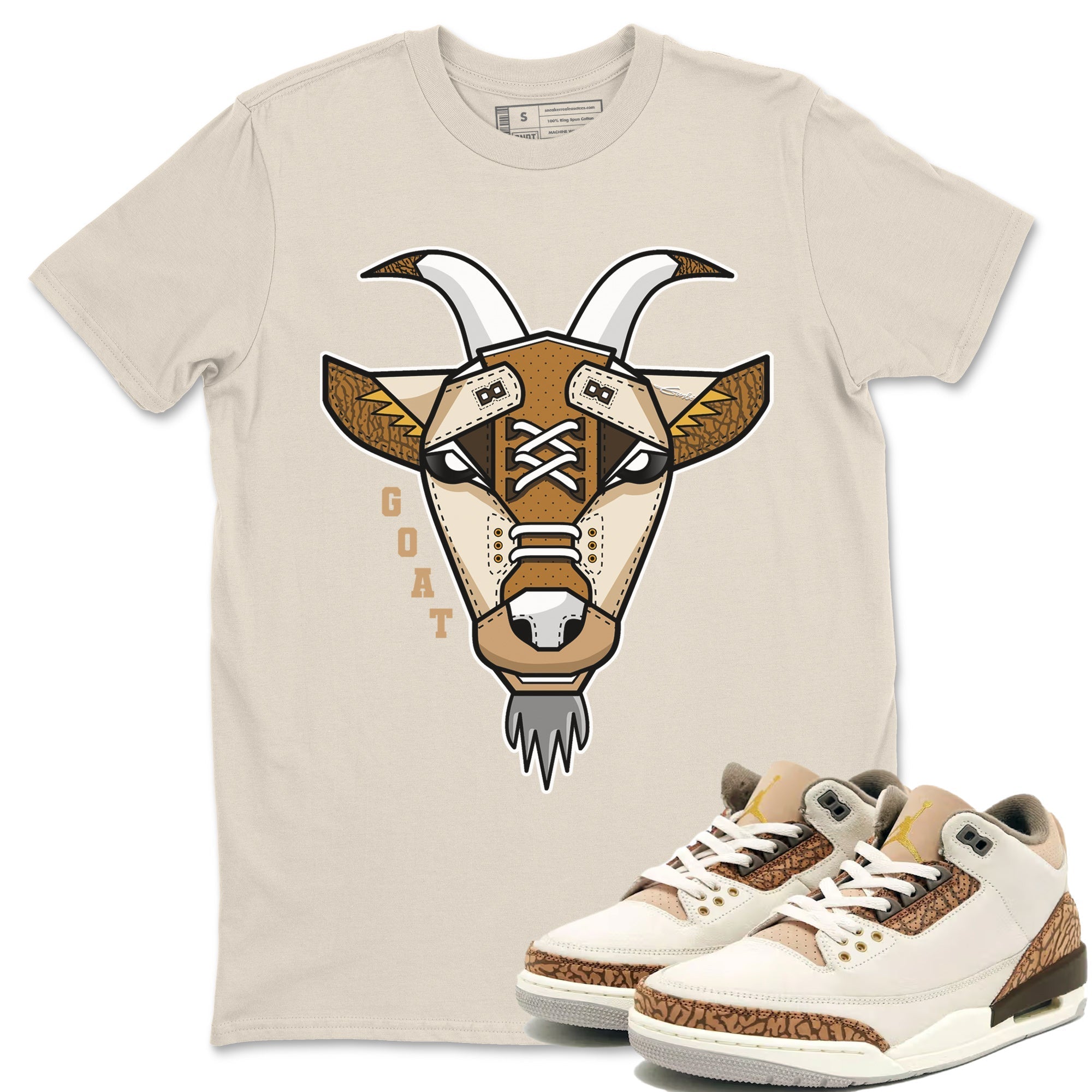 Air Jordan 3 Palomino Sneaker Match Tees Goat Face Sneaker T-Shirts Jordan 3 Palomino Sneaker Release Tees Unisex Shirts Natural 1