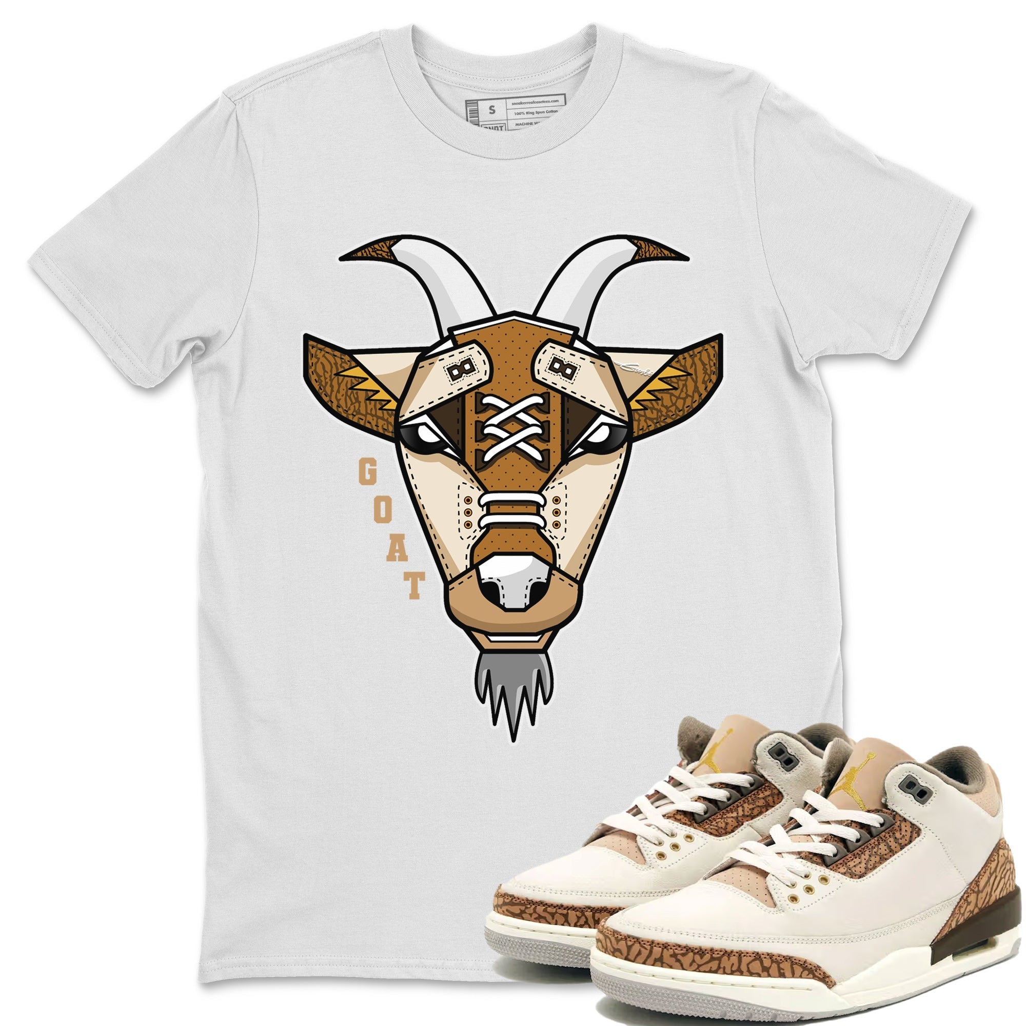 Air Jordan 3 Palomino Sneaker Match Tees Goat Face Sneaker T-Shirts Jordan 3 Palomino Sneaker Release Tees Unisex Shirts White 1