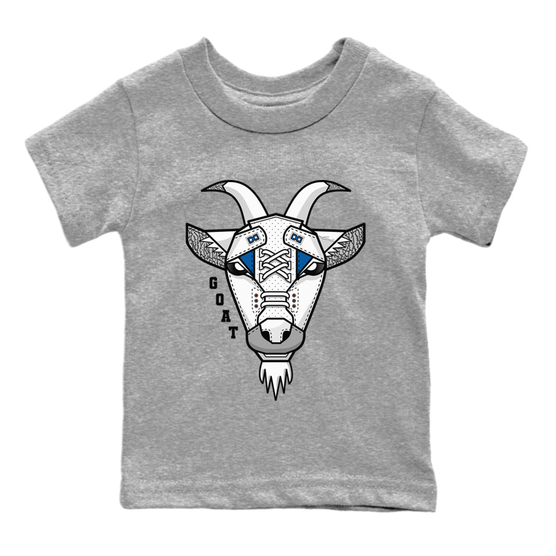 Air Jordan 3 Wizards Sneaker Match Tees Goat Face Streetwear Sneaker Shirt Air Jordan 3 Retro Wizards Sneaker Release Tees Kids Shirts Heather Grey 2