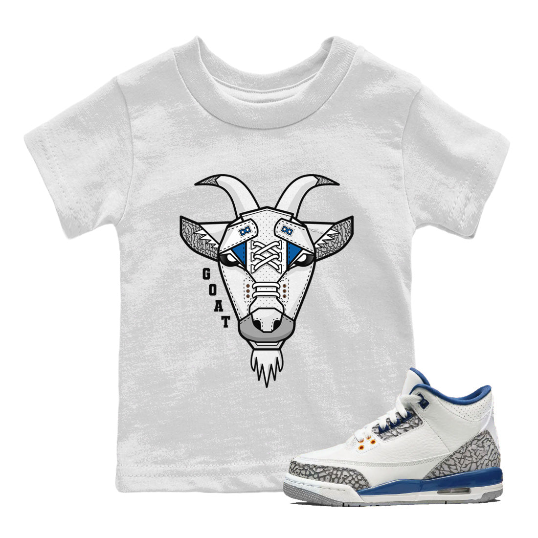 Air Jordan 3 Wizards Sneaker Match Tees Goat Face Streetwear Sneaker Shirt Air Jordan 3 Retro Wizards Sneaker Release Tees Kids Shirts White 1