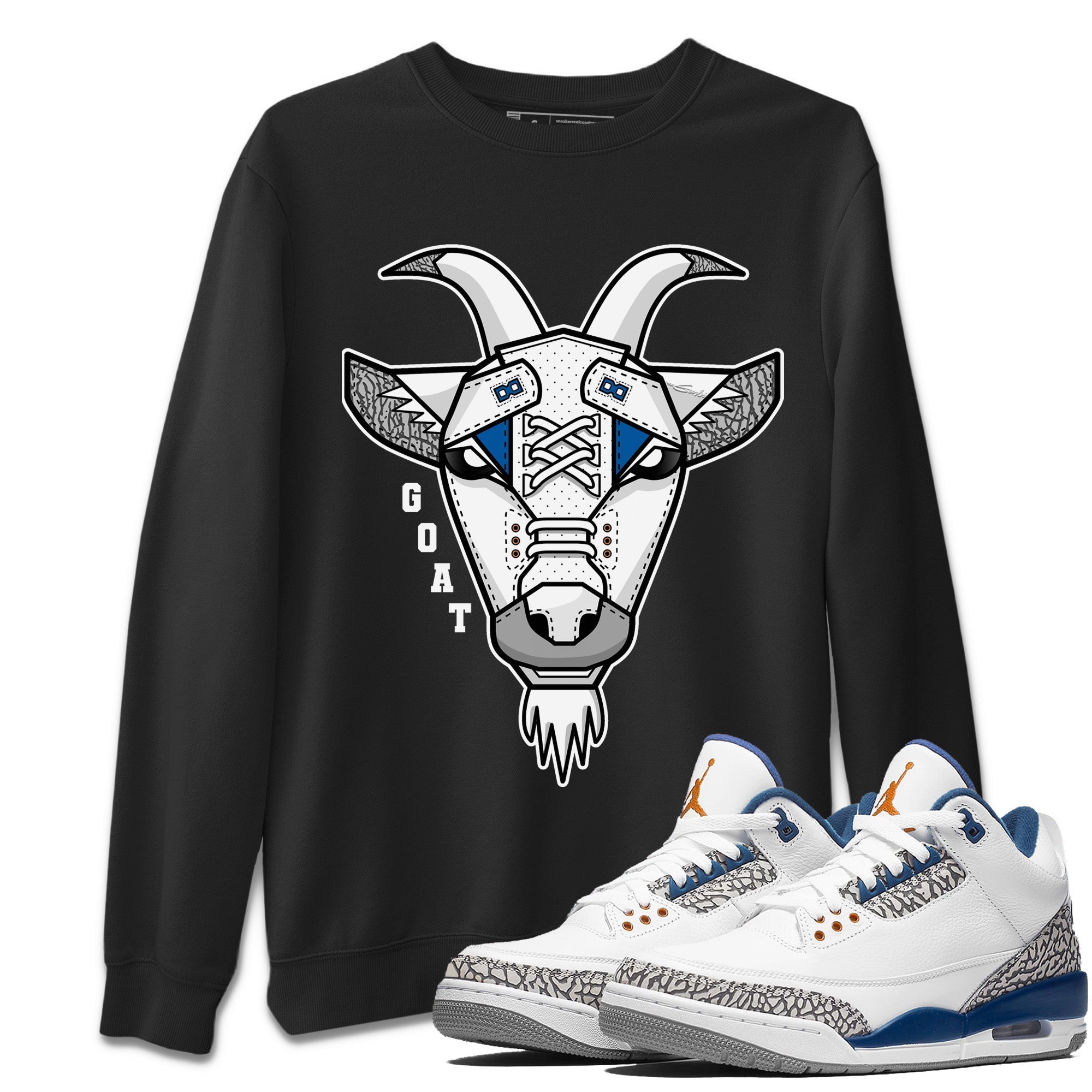 Air Jordan 3 Wizards Sneaker Match Tees Goat Face Streetwear Sneaker Shirt Air Jordan 3 Retro Wizards Sneaker Release Tees Unisex Shirts Black 1