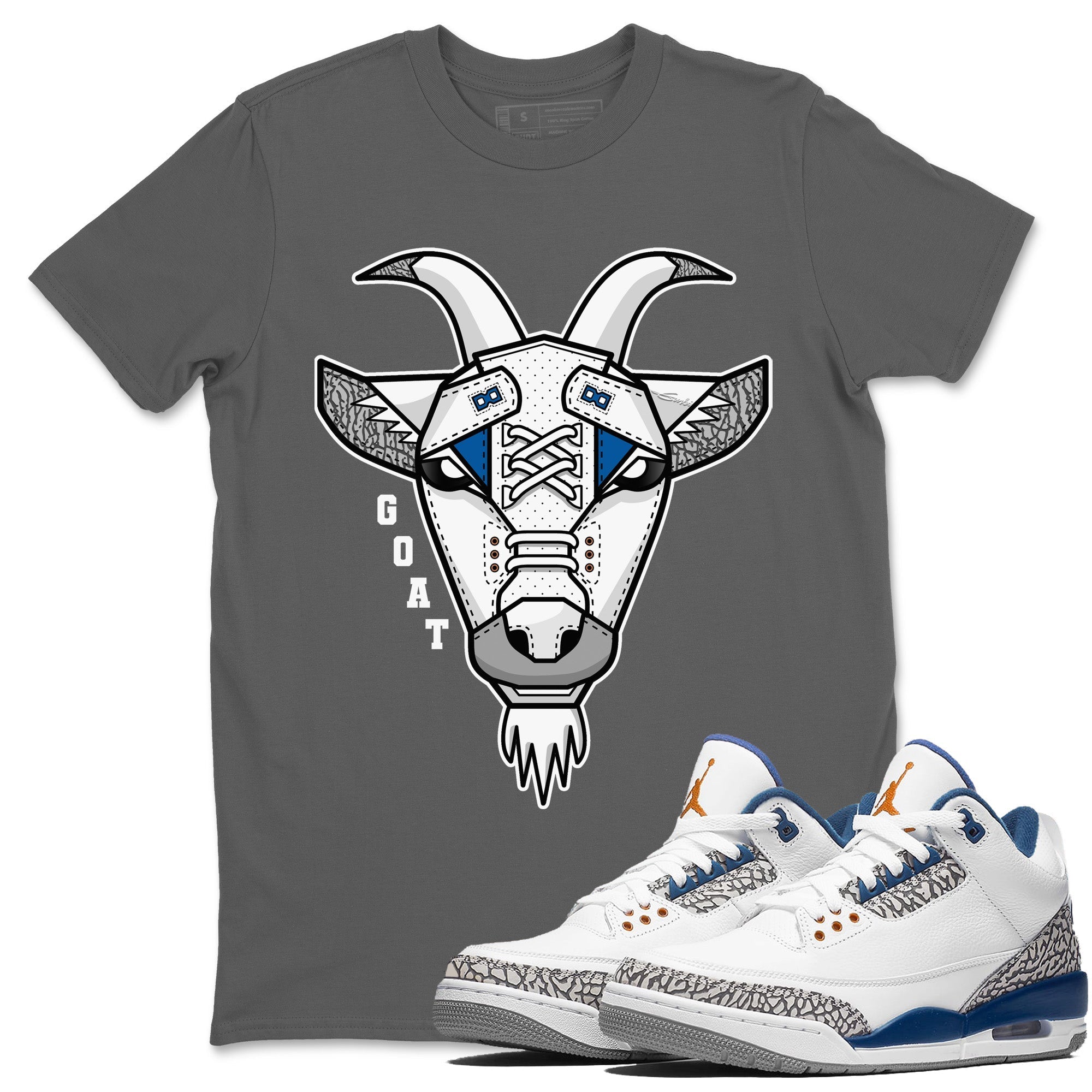 Air Jordan 3 Wizards Goat Face Crew Neck Streetwear Sneaker Shirt Air Jordan 3 Retro Wizards Sneaker T-Shirts Washing and Care Tip