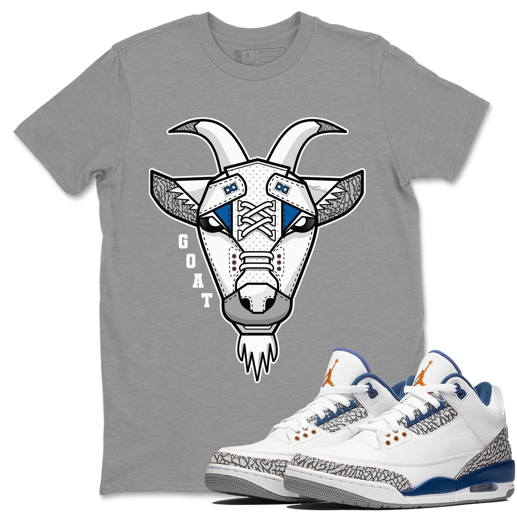 Air Jordan 3 Wizards Goat Face Crew Neck Streetwear Sneaker Shirt Air Jordan 3 Retro Wizards Sneaker T-Shirts Size Chart