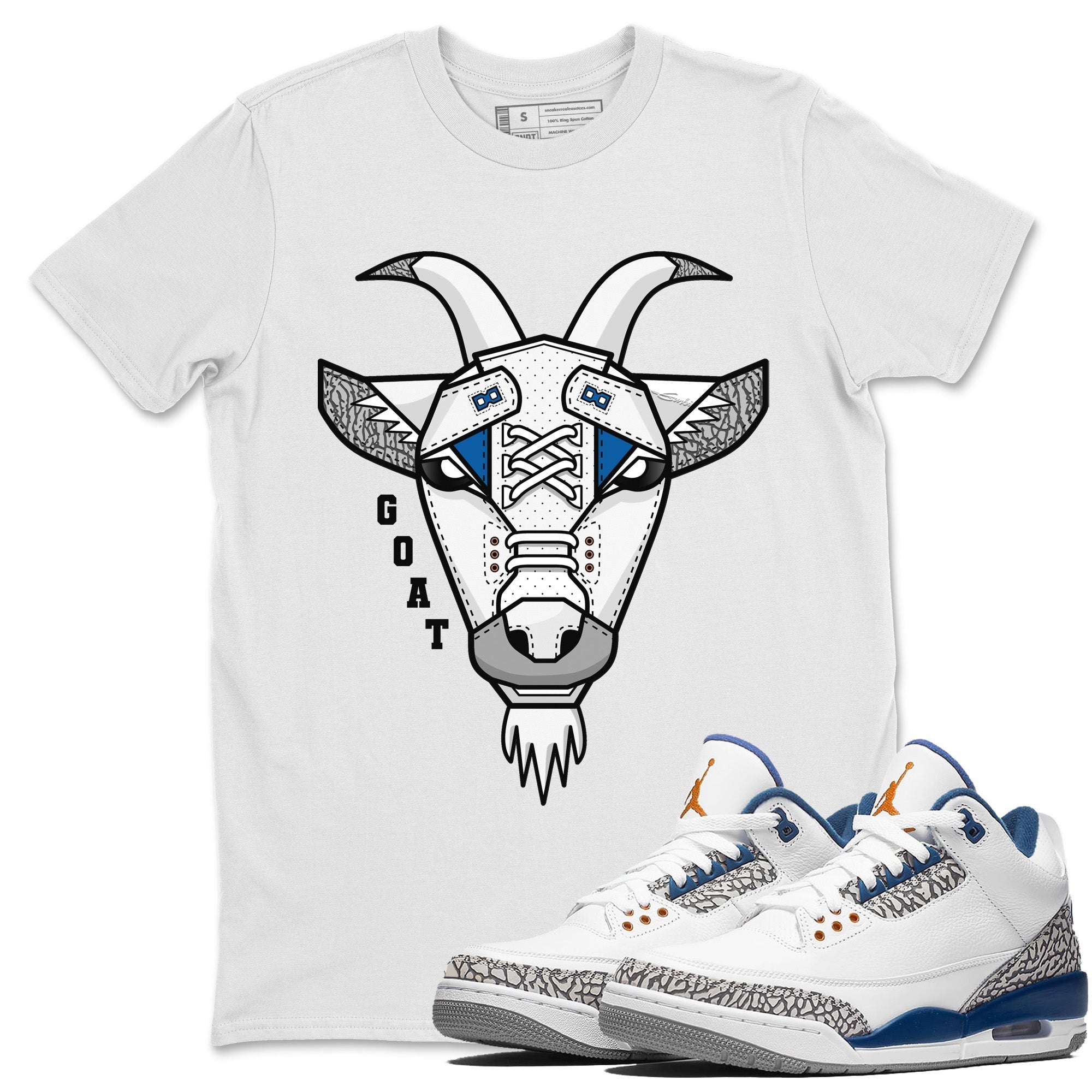 Air Jordan 3 Wizards Sneaker Match Tees Goat Face Streetwear Sneaker Shirt Air Jordan 3 Retro Wizards Sneaker Release Tees Unisex Shirts White 1