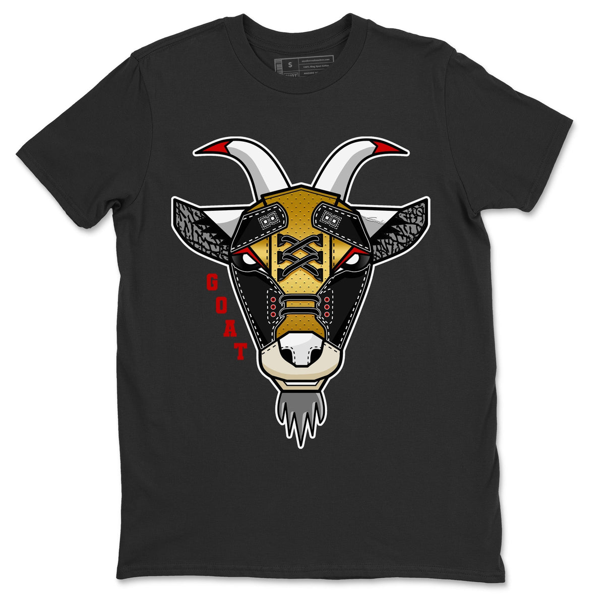 Jordan 3 Black Gold Sneaker Matching T-Shirt Goat Face Sneaker Tees Jordan 3 Black Gold Sneaker Release Tees Crew Neck Tees