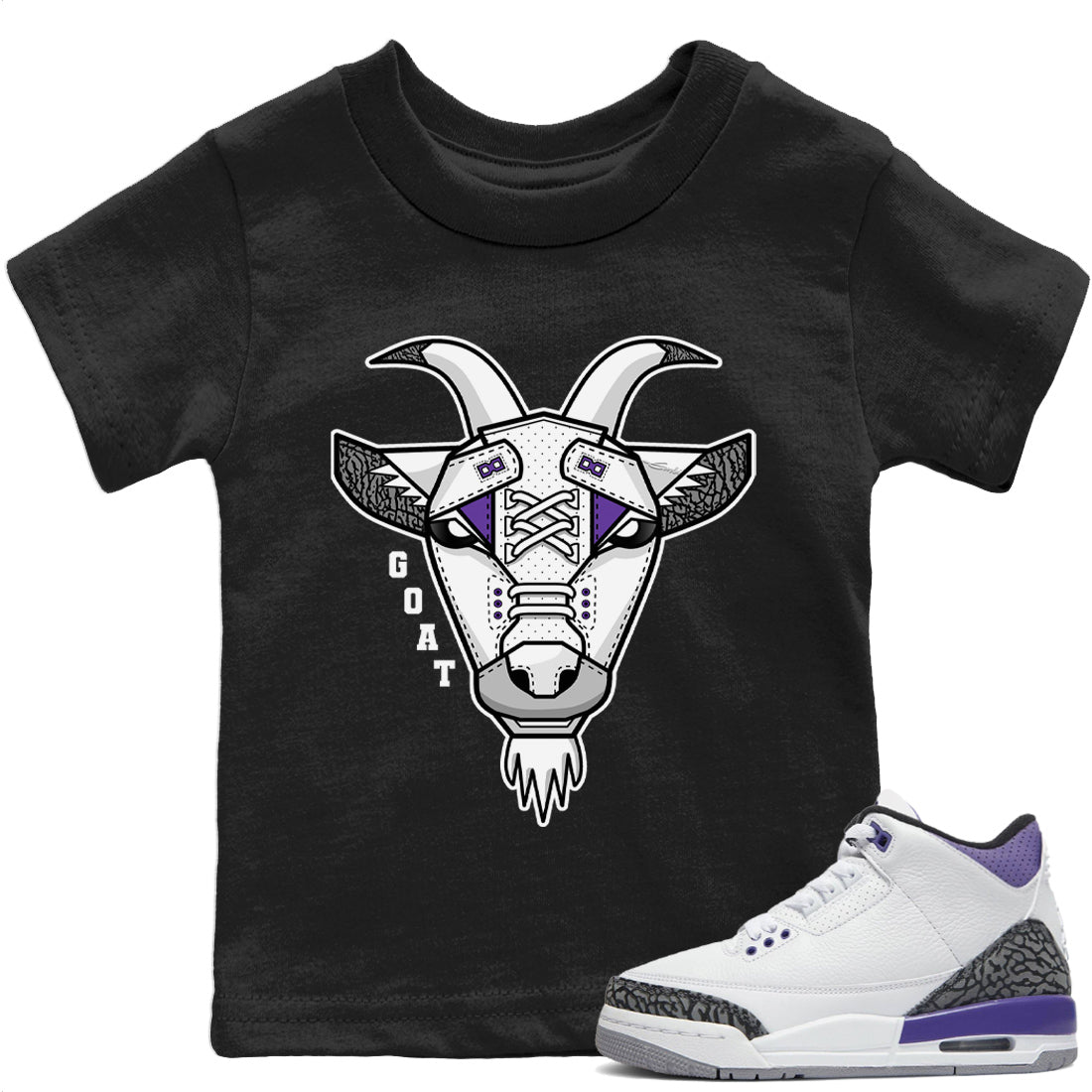 Jordan 3 Dark Iris Sneaker Matching T-Shirt Goat Face Sneaker Tees Jordan 3 Dark Iris Sneaker Release Tees Kids Shirts
