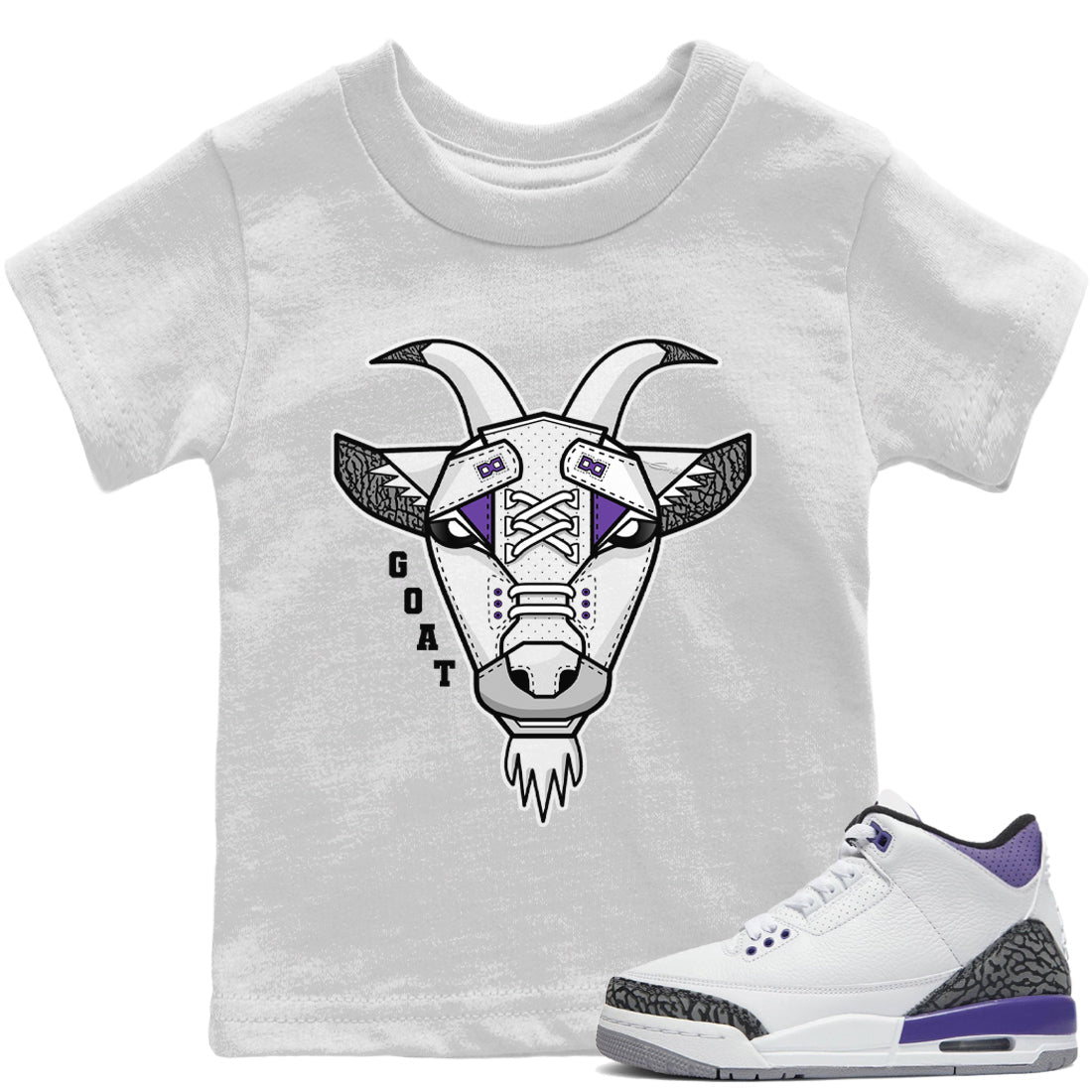 Jordan 3 Dark Iris Sneaker Matching T-Shirt Goat Face Sneaker Tees Jordan 3 Dark Iris Sneaker Release Tees Kids Shirts
