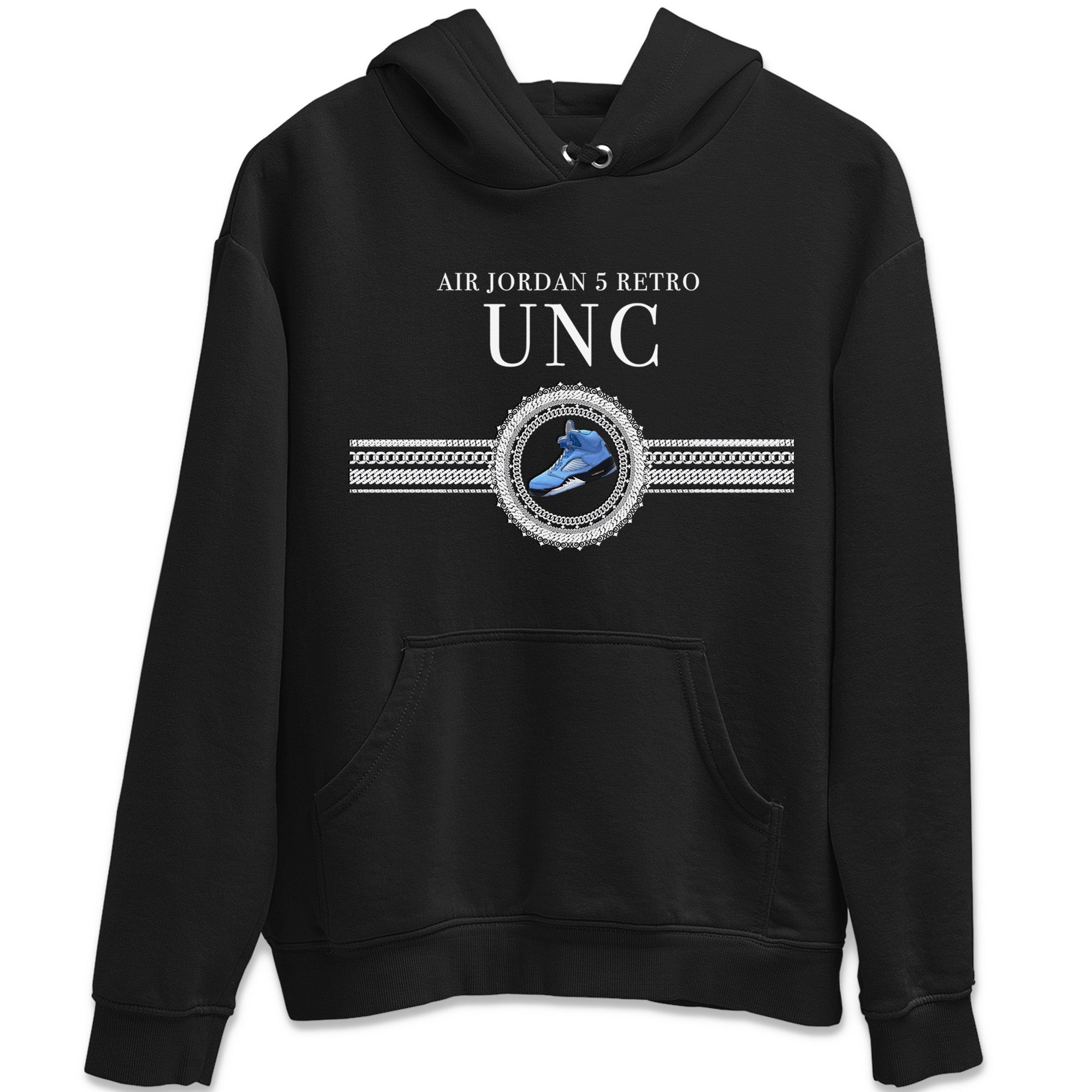 Air Jordan 5 UNC Shirt To Match Jordans Gold Chain Sneaker Tees Air Jordan 5 Retro UNC Drip Gear Zone Sneaker Matching Clothing Unisex Shirts Black 2