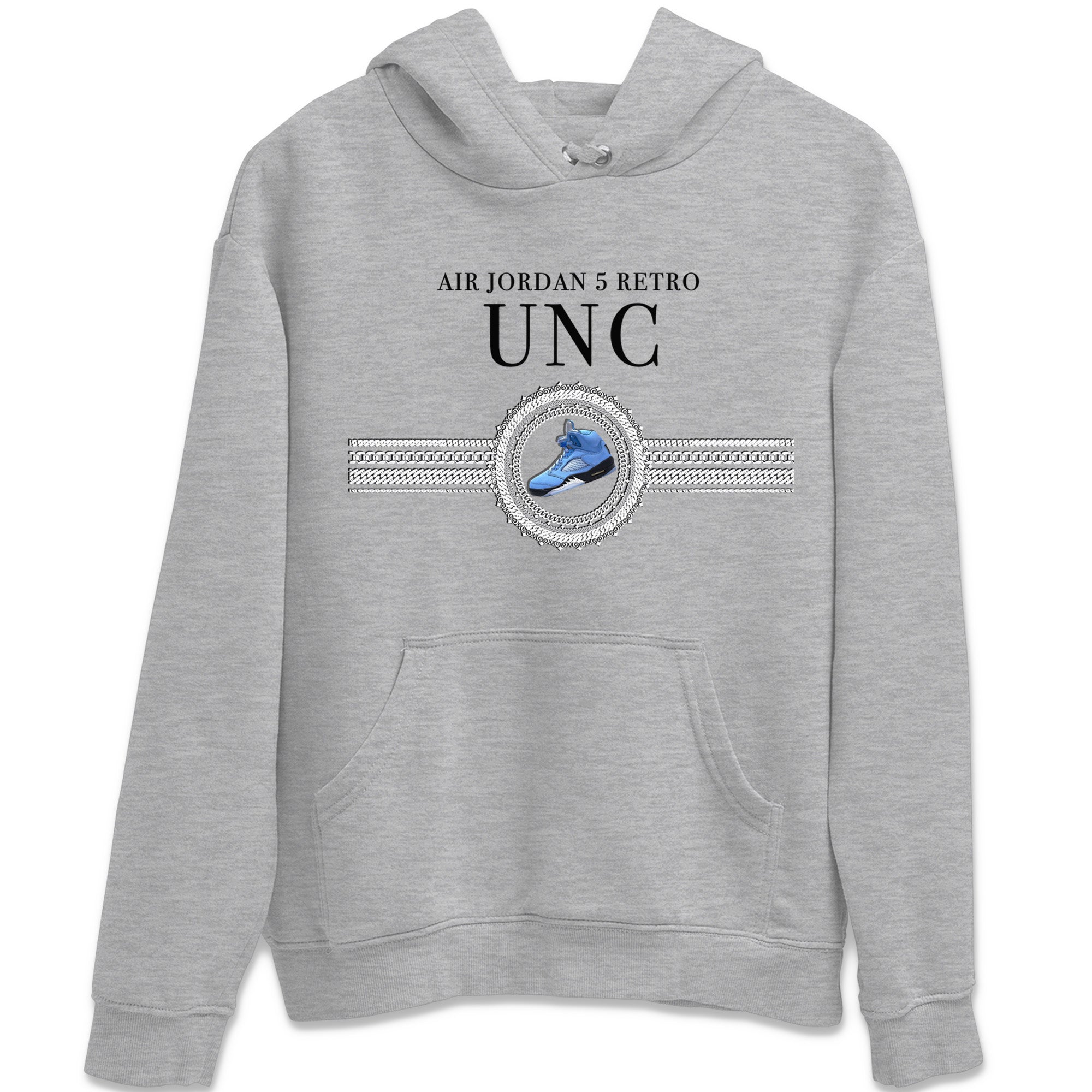 Air Jordan 5 UNC Shirt To Match Jordans Gold Chain Sneaker Tees Air Jordan 5 Retro UNC Drip Gear Zone Sneaker Matching Clothing Unisex Shirts Heather Grey 2