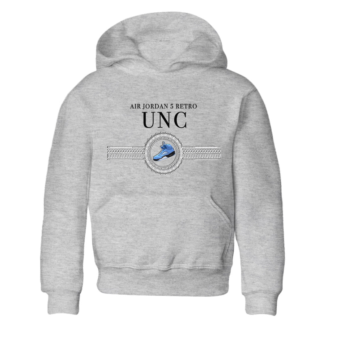 Air Jordan 5 UNC Shirt To Match Jordans Gold Chain Sneaker Tees Air Jordan 5 Retro UNC Drip Gear Zone Sneaker Matching Clothing Kids Shirts Heather Grey 2