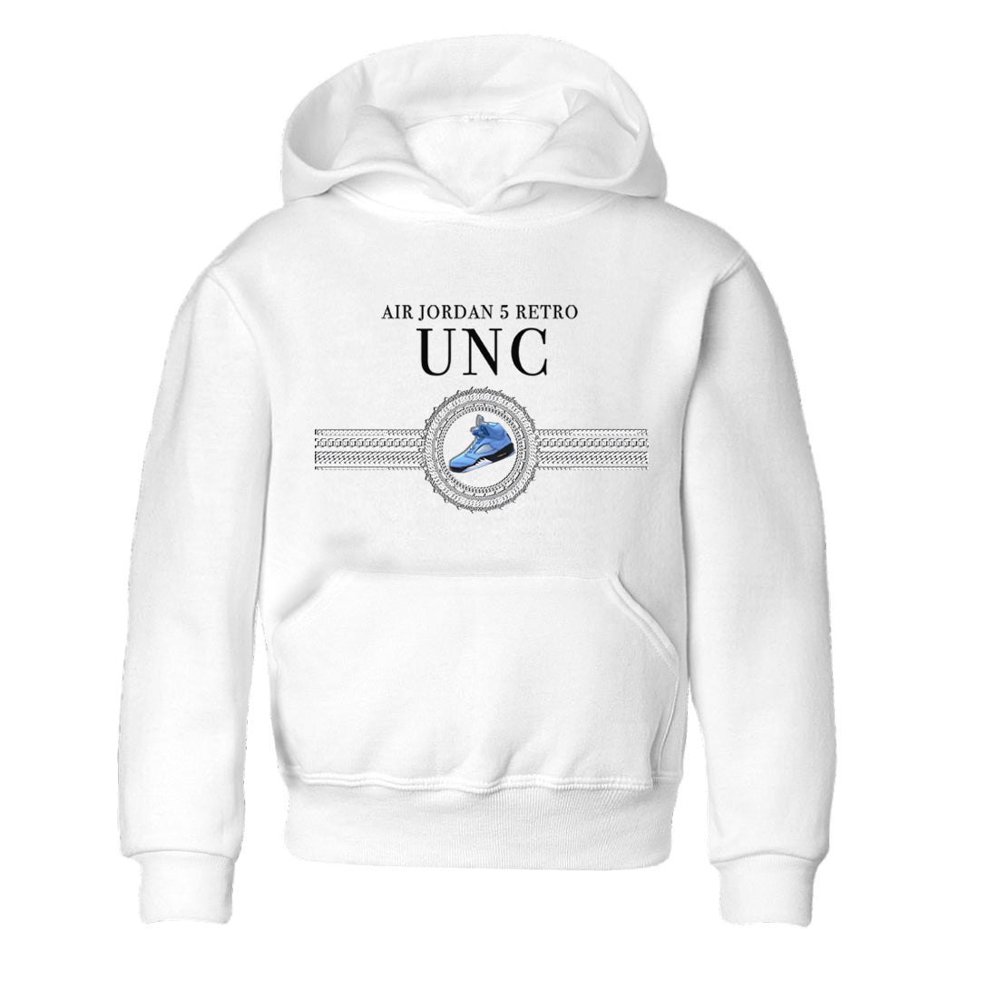 Air Jordan 5 UNC Shirt To Match Jordans Gold Chain Sneaker Tees Air Jordan 5 Retro UNC Drip Gear Zone Sneaker Matching Clothing Kids Shirts White 2