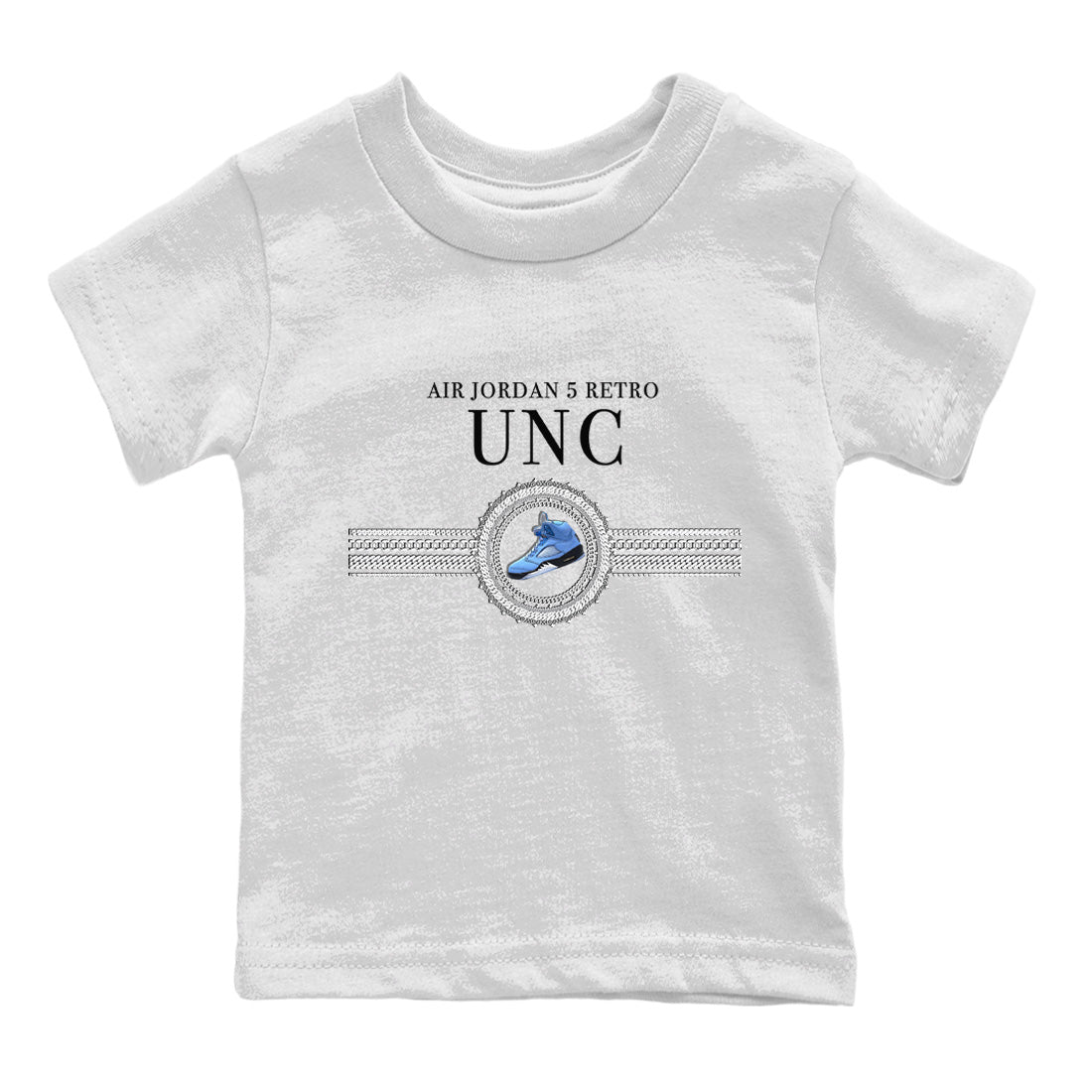 Air Jordan 5 UNC Shirt To Match Jordans Gold Chain Sneaker Tees Air Jordan 5 Retro UNC Drip Gear Zone Sneaker Matching Clothing Kids Shirts White 2