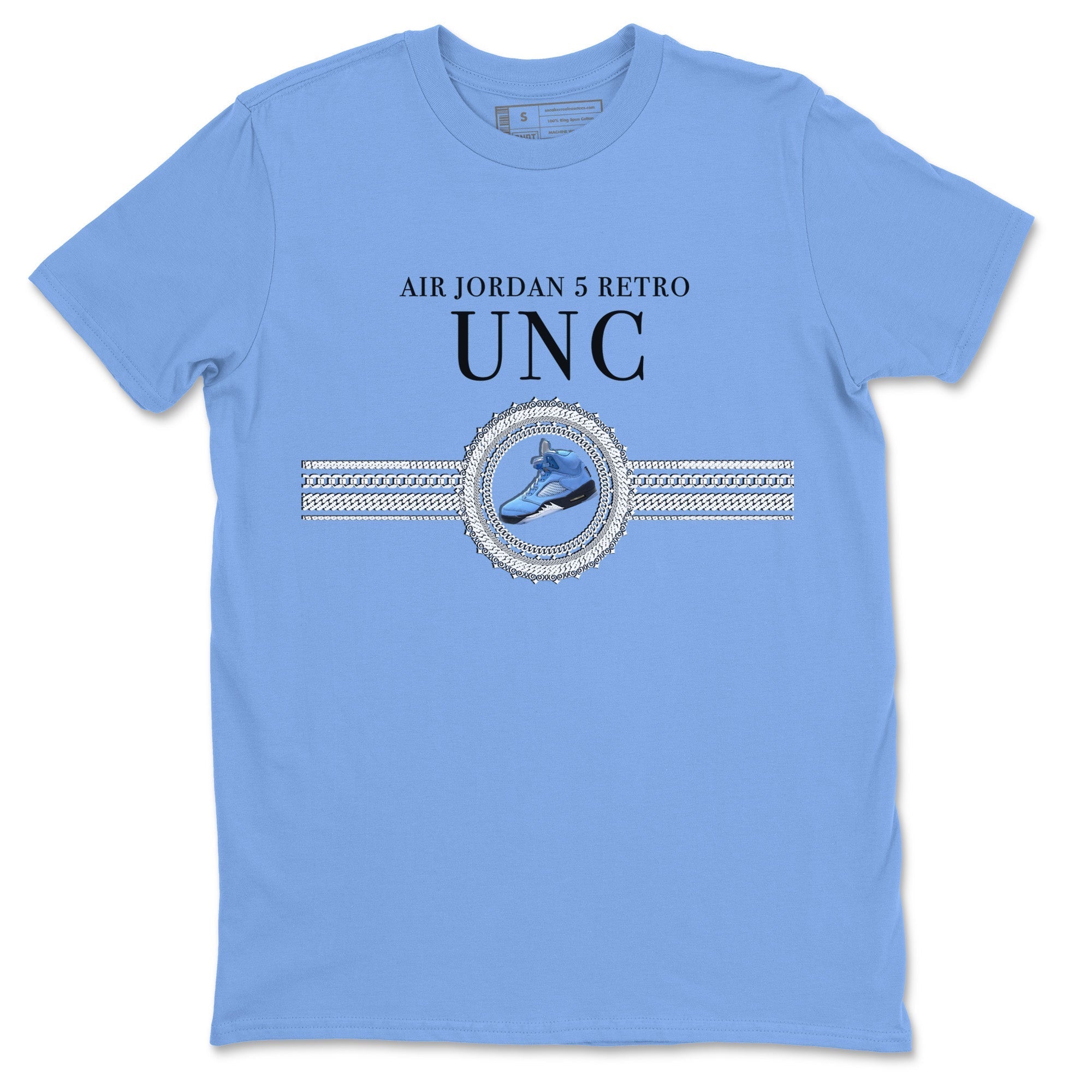 Air Jordan 5 UNC Shirt To Match Jordans Gold Chain Sneaker Tees Air Jordan 5 Retro UNC Drip Gear Zone Sneaker Matching Clothing Unisex Shirts Carolina Blue 2
