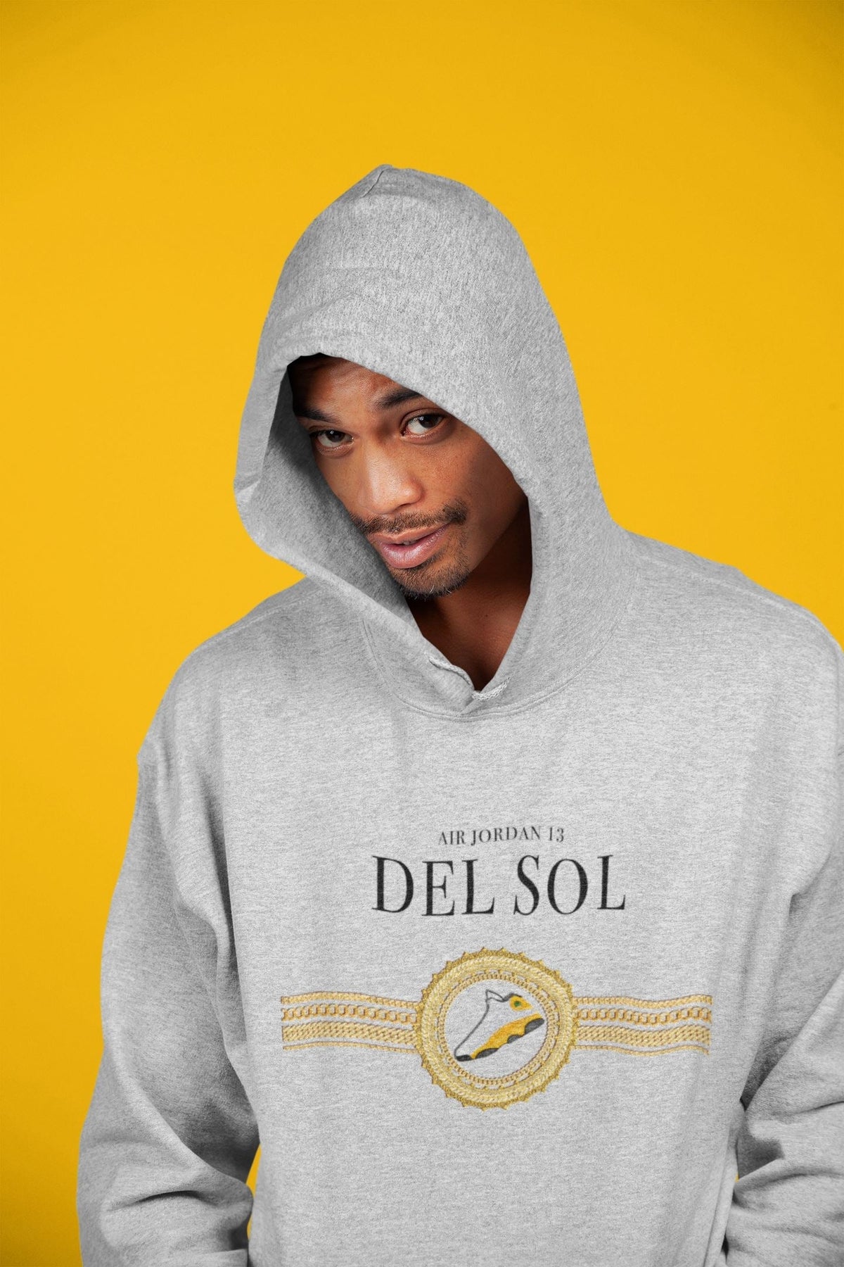 Jordan 13 Del Sol Sneaker Matching T-Shirt Gold Chains Sneaker Tees Jordan 13 Del Sol Sneaker Release Tees Crew Neck Tees