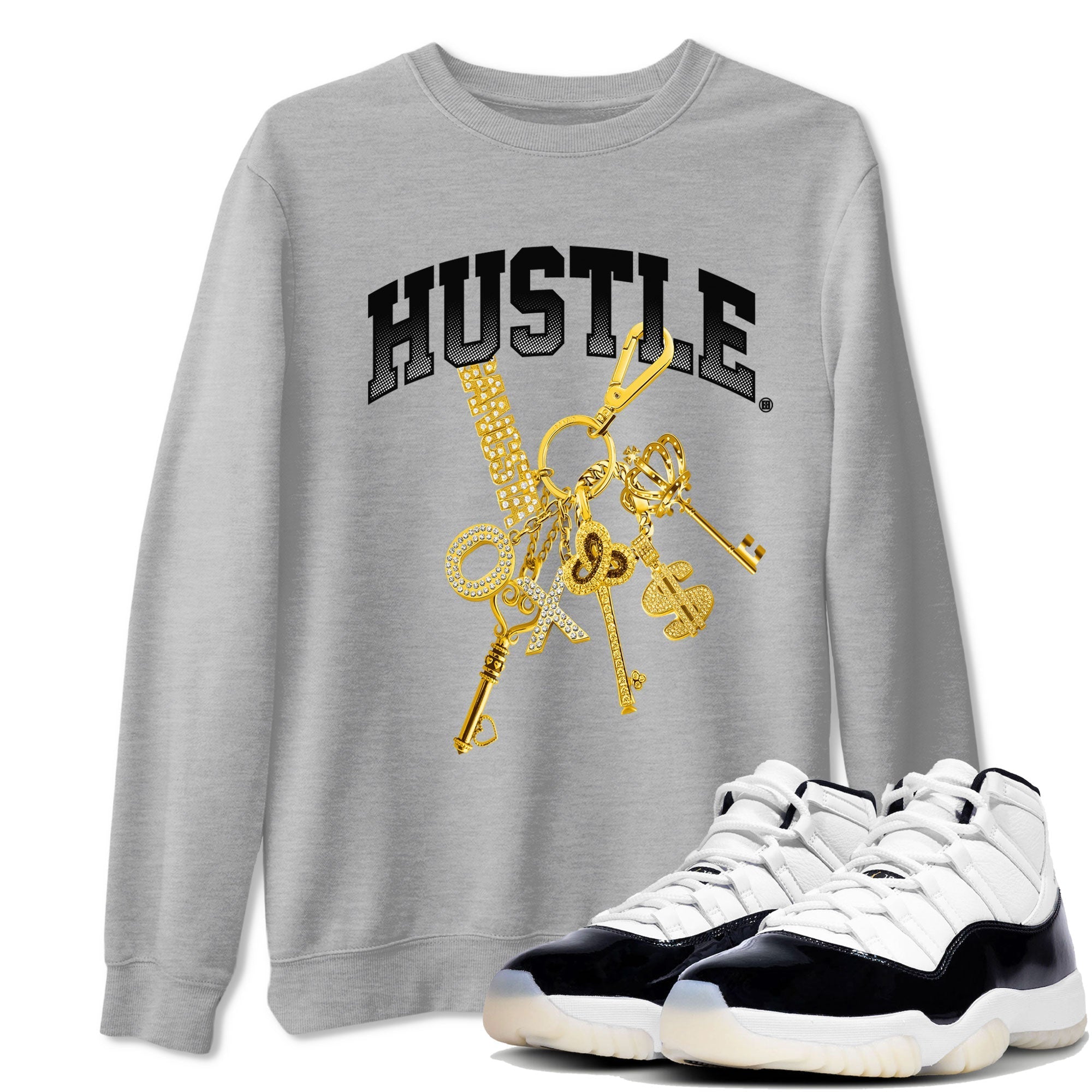 11s Gratitude shirt to match jordans Gold Hustle special sneaker matching tees Air Jordan 11 Gratitude Drip Gear Zone Unisex Heather Grey 1 T-Shirt