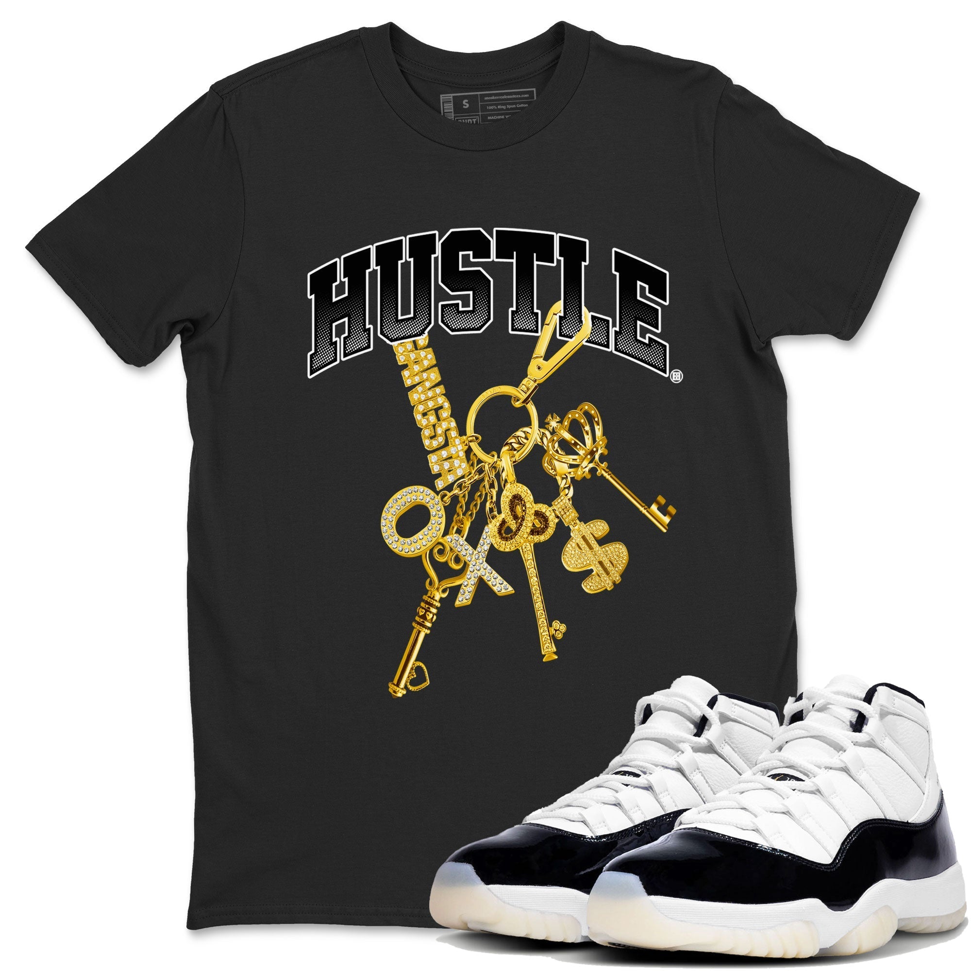 11s Gratitude shirt to match jordans Gold Hustle special sneaker matching tees Air Jordan 11 Gratitude Drip Gear Zone Unisex Black 1 T-Shirt