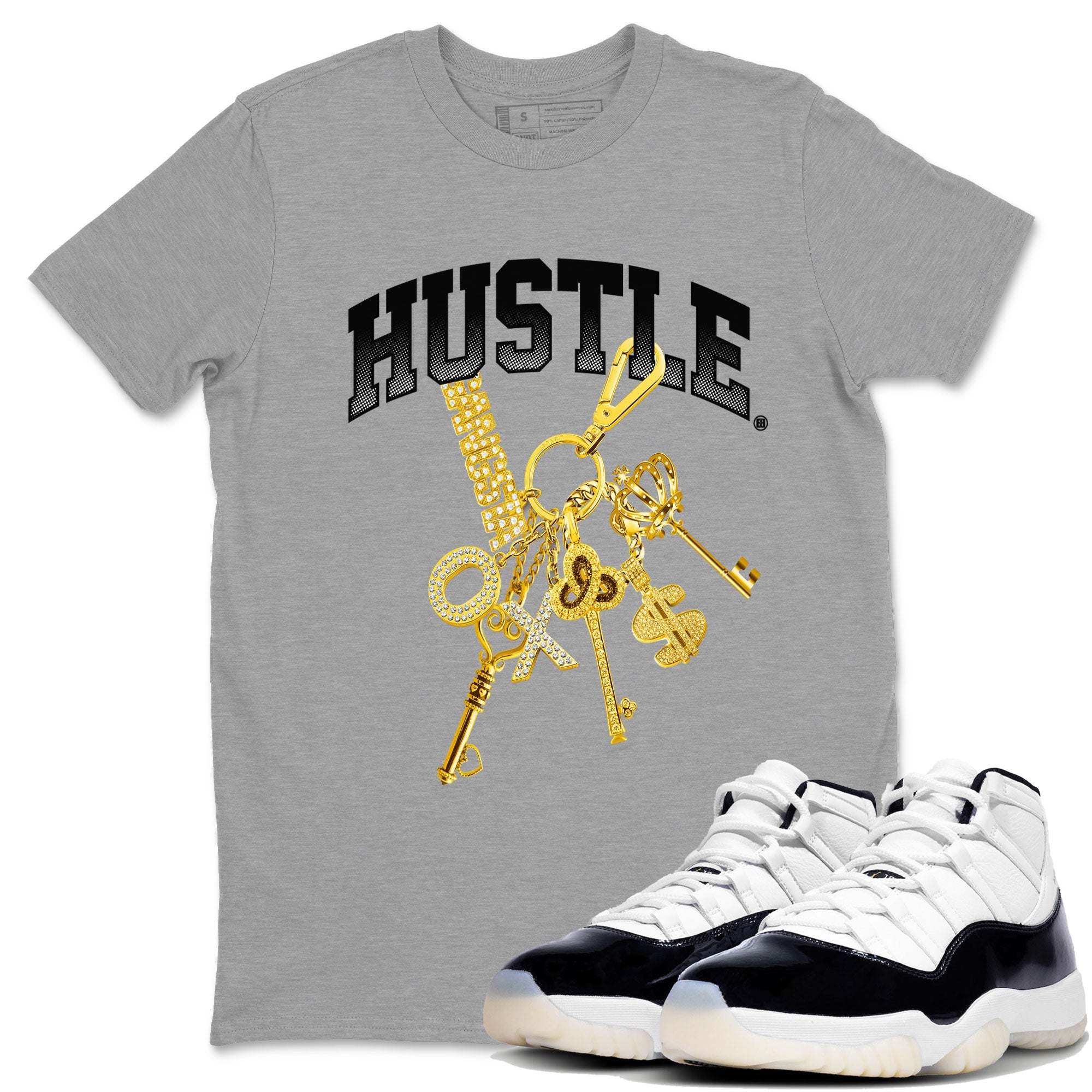 11s Gratitude shirt to match jordans Gold Hustle special sneaker matching tees Air Jordan 11 Gratitude Drip Gear Zone Unisex Heather Grey 1 T-Shirt