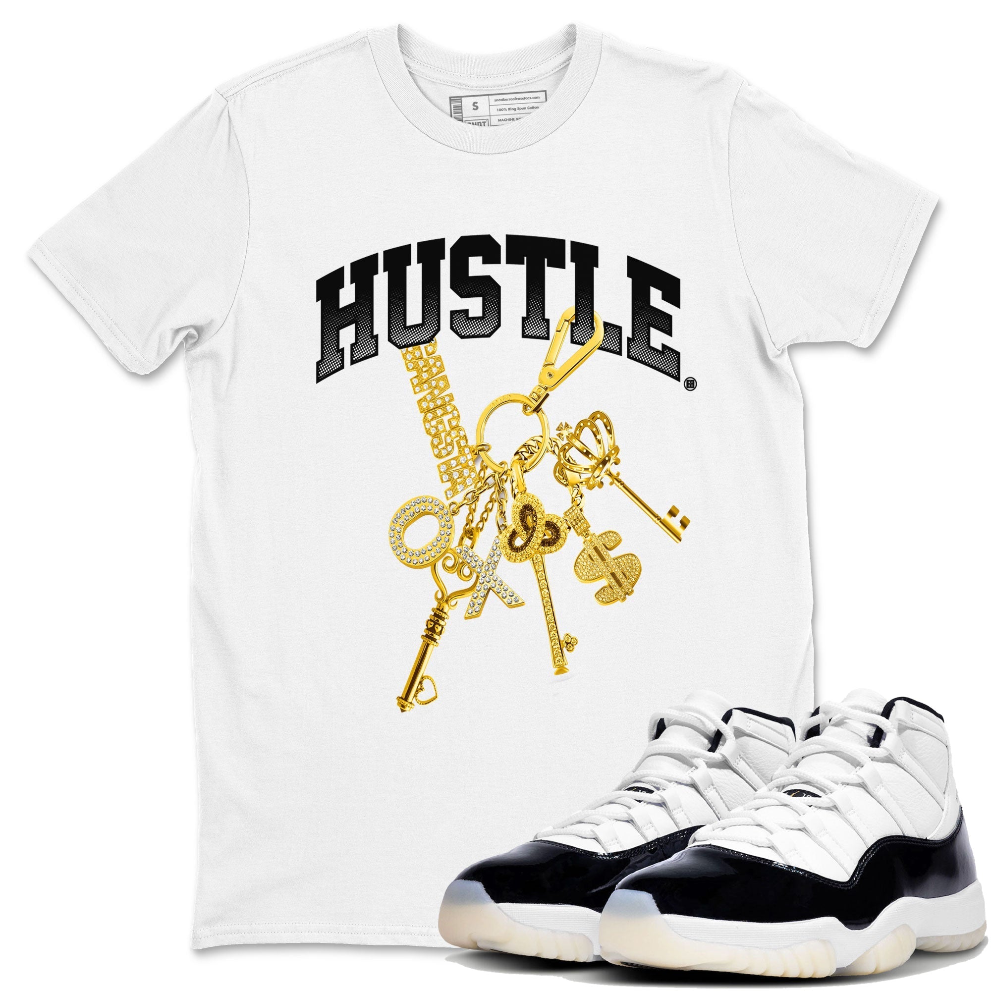 11s Gratitude shirt to match jordans Gold Hustle special sneaker matching tees Air Jordan 11 Gratitude Drip Gear Zone Unisex White 1 T-Shirt