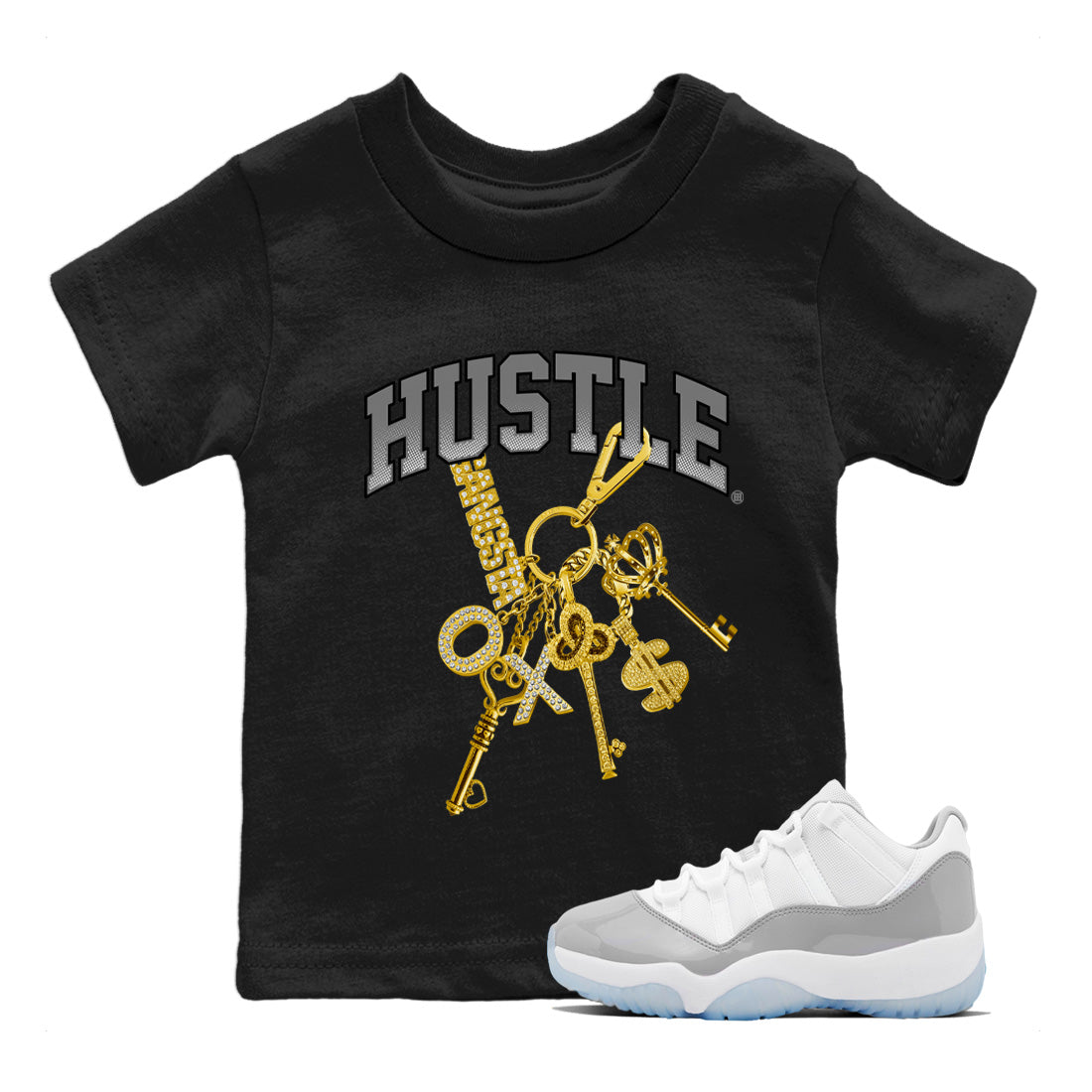 Air Jordan 11 White Cement Sneaker Tees Drip Gear Zone Gold Hustle Sneaker Tees Air Jordan 11 Cement Grey Shirt Kids Shirts Black 1