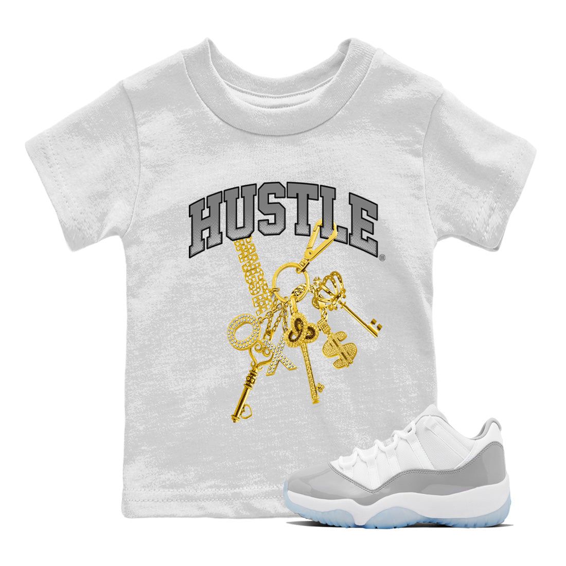 Air Jordan 11 White Cement Sneaker Tees Drip Gear Zone Gold Hustle Sneaker Tees Air Jordan 11 Cement Grey Shirt Kids Shirts White 1