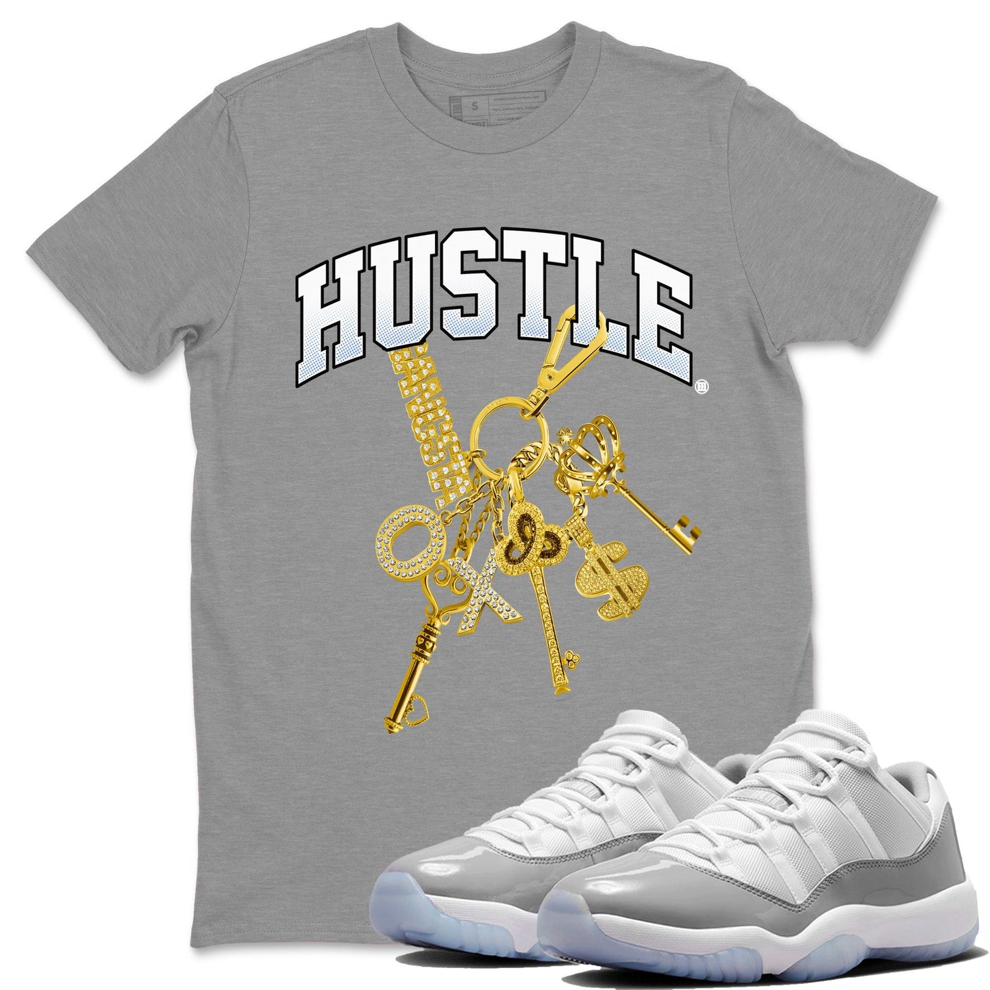 Air Jordan 11 White Cement Gold Hustle Crew Neck Sneaker Tees Air Jordan 11 Cement Grey Sneaker T-Shirts Size Chart