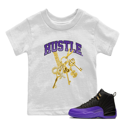 Air Jordan 12 Field Purple Sneaker Match Tees Gold Hustle Sneaker Tees Jordan Jordan 12 Lakers Sneaker Release Tees Kids Shirts White 1