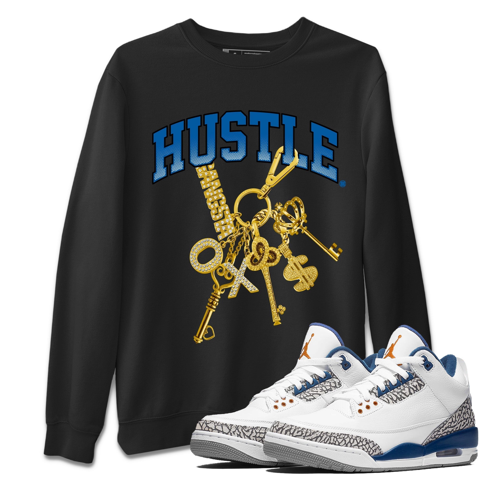 Air Jordan 3 Wizards Sneaker Tees Drip Gear Zone Gold Hustle Sneaker Tees Air Jordan 3 Wizards Shirt Unisex Shirts Black 1