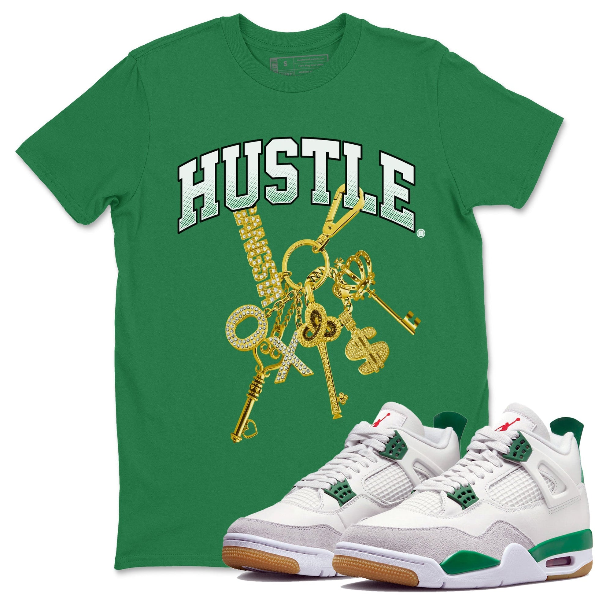 Air Jordan 4 Pine Green Gold Hustle Crew Neck Sneaker Tees Nike SB x Jordan 4 Pine Green Sneaker T-Shirts Washing and Care Tip
