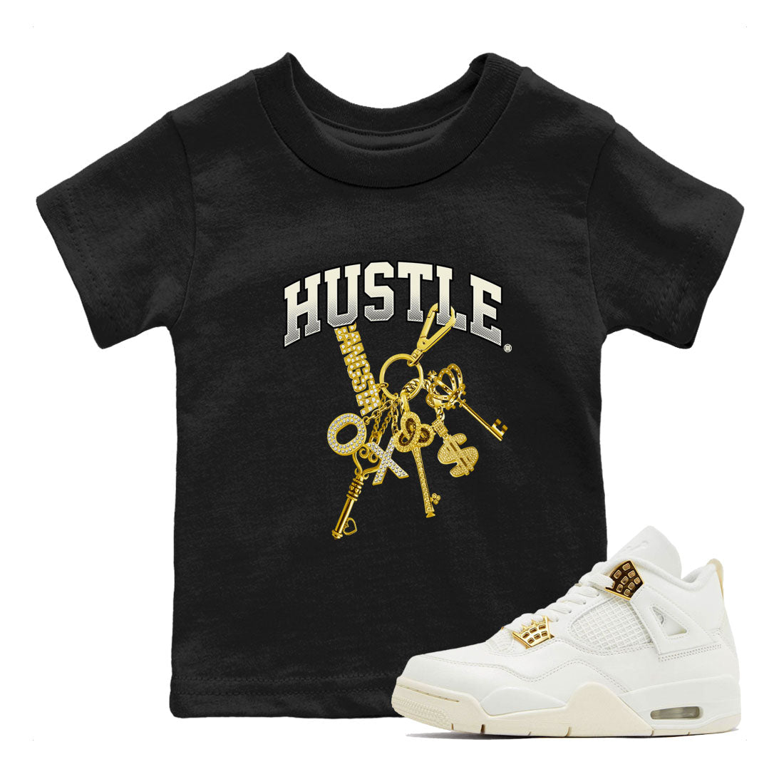 4s Sail shirt to match jordans Gold Hustle sneaker tees Air Jordan 4 Sail Drip Gear Zone baby toddler Black 1 cotton Shirt